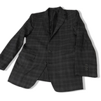 Vintage Men's Checkered grey 3 piece slim fit suit in L |SKU 3827