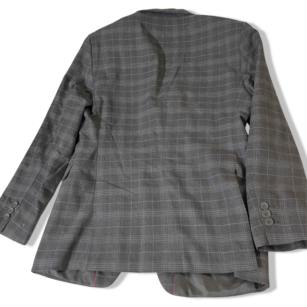 Vintage Men's Checkered grey 3 piece slim fit suit in L |SKU 3827