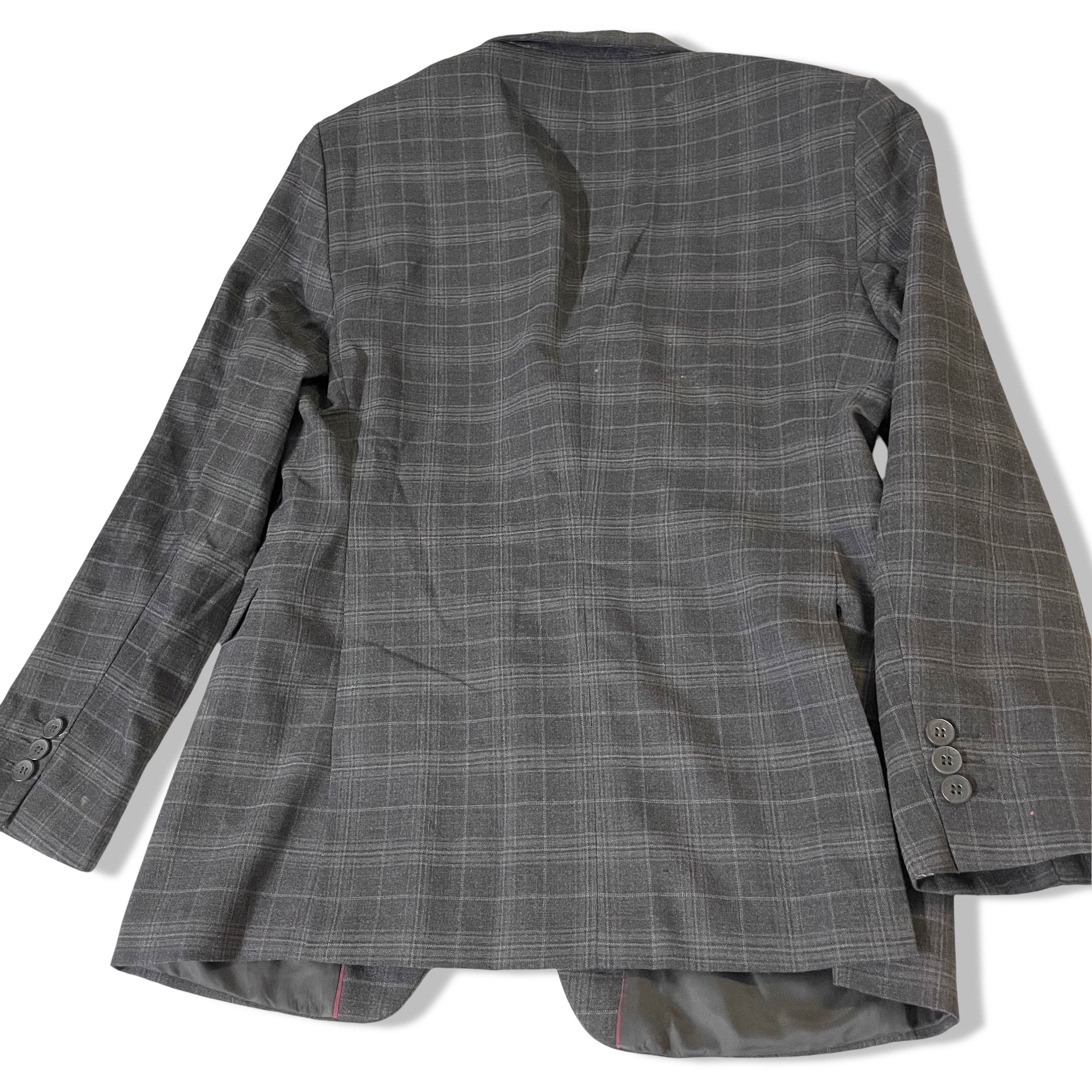 Vintage Men's Checkered grey 3 piece slim fit suit in L |SKU 3827