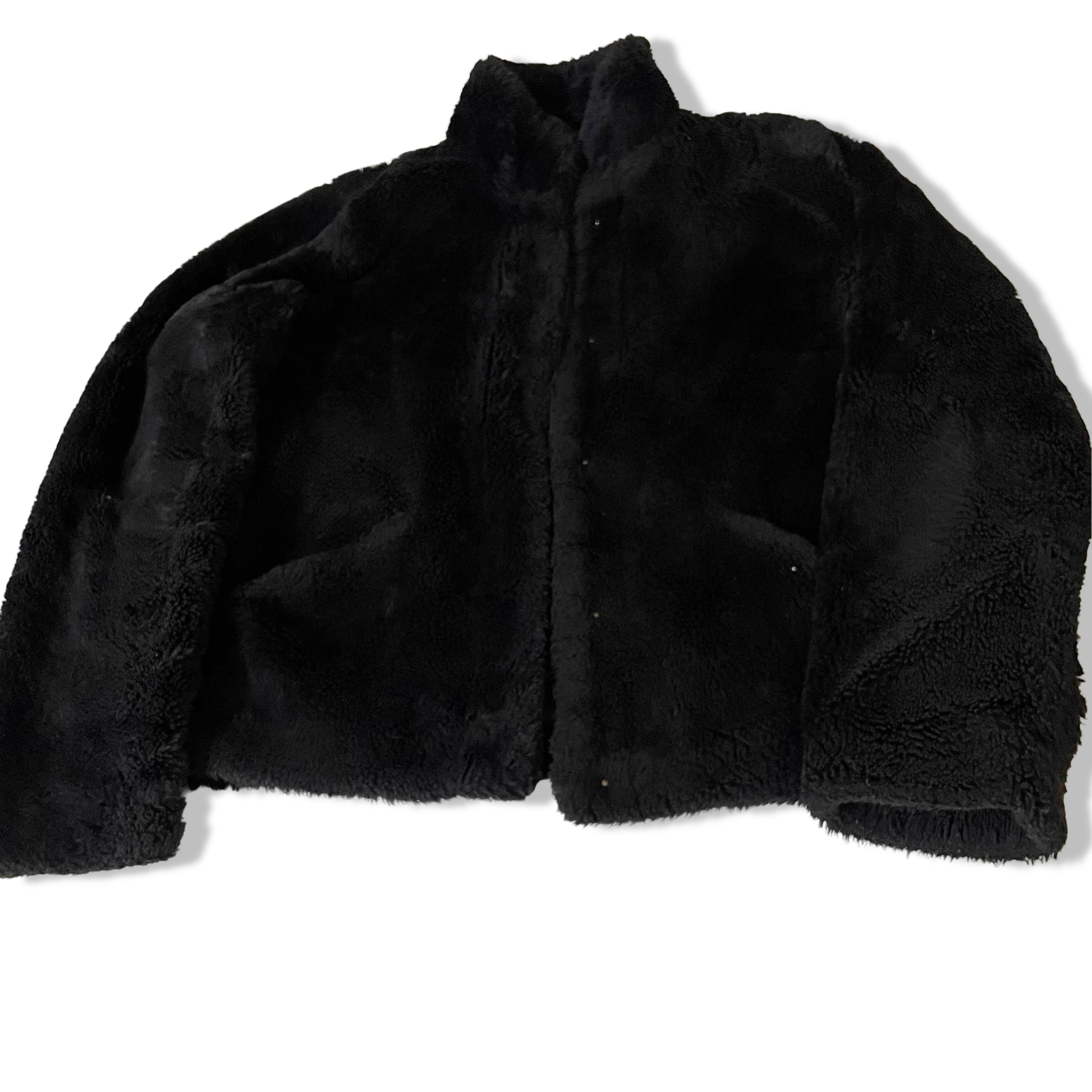 Vintage Only Women's black Faux fur jacket in M|L25 W22|SKU 3828