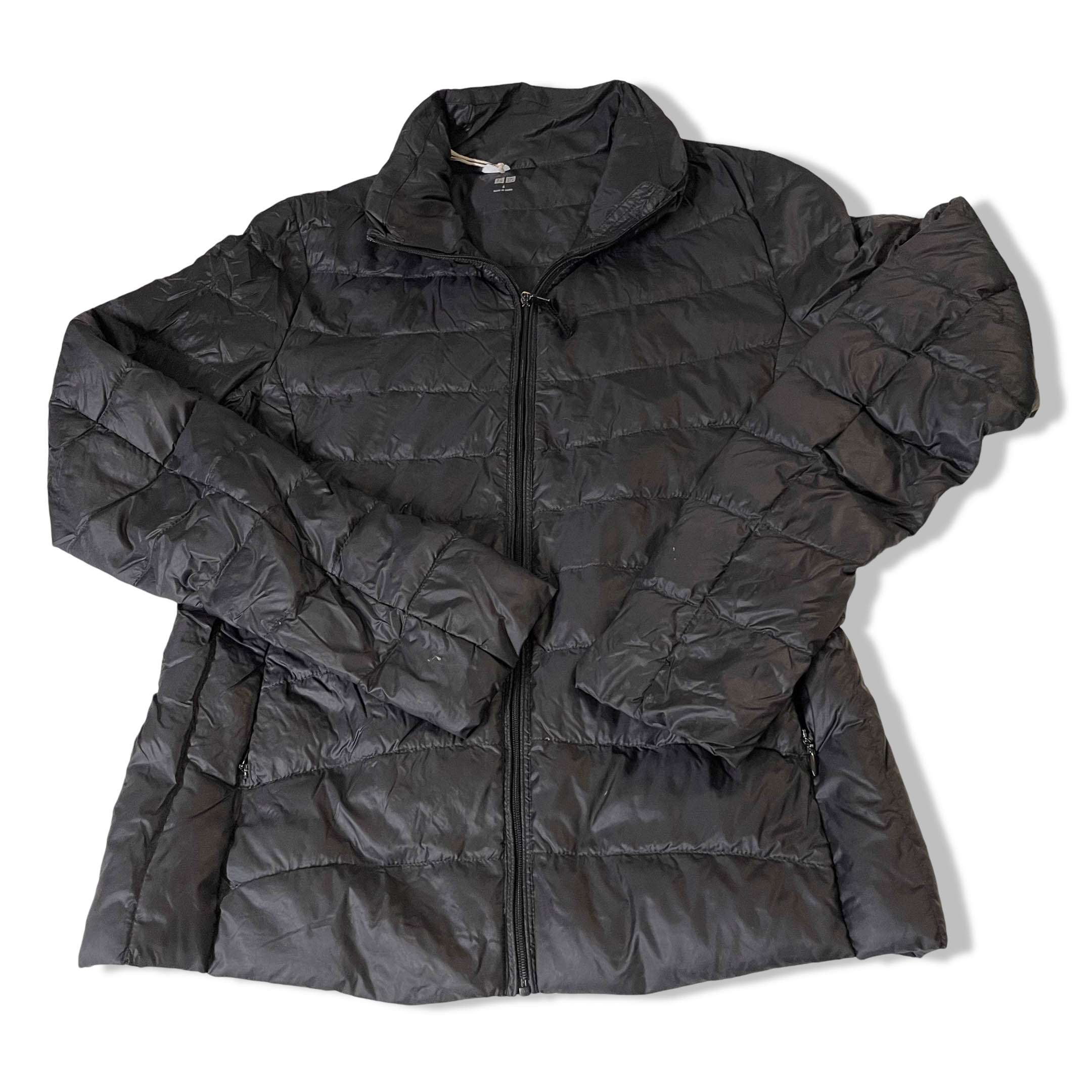 Vintage Women's black Uniqlo puffer padded full zip jacket in S|L27 W18|SKU 3829