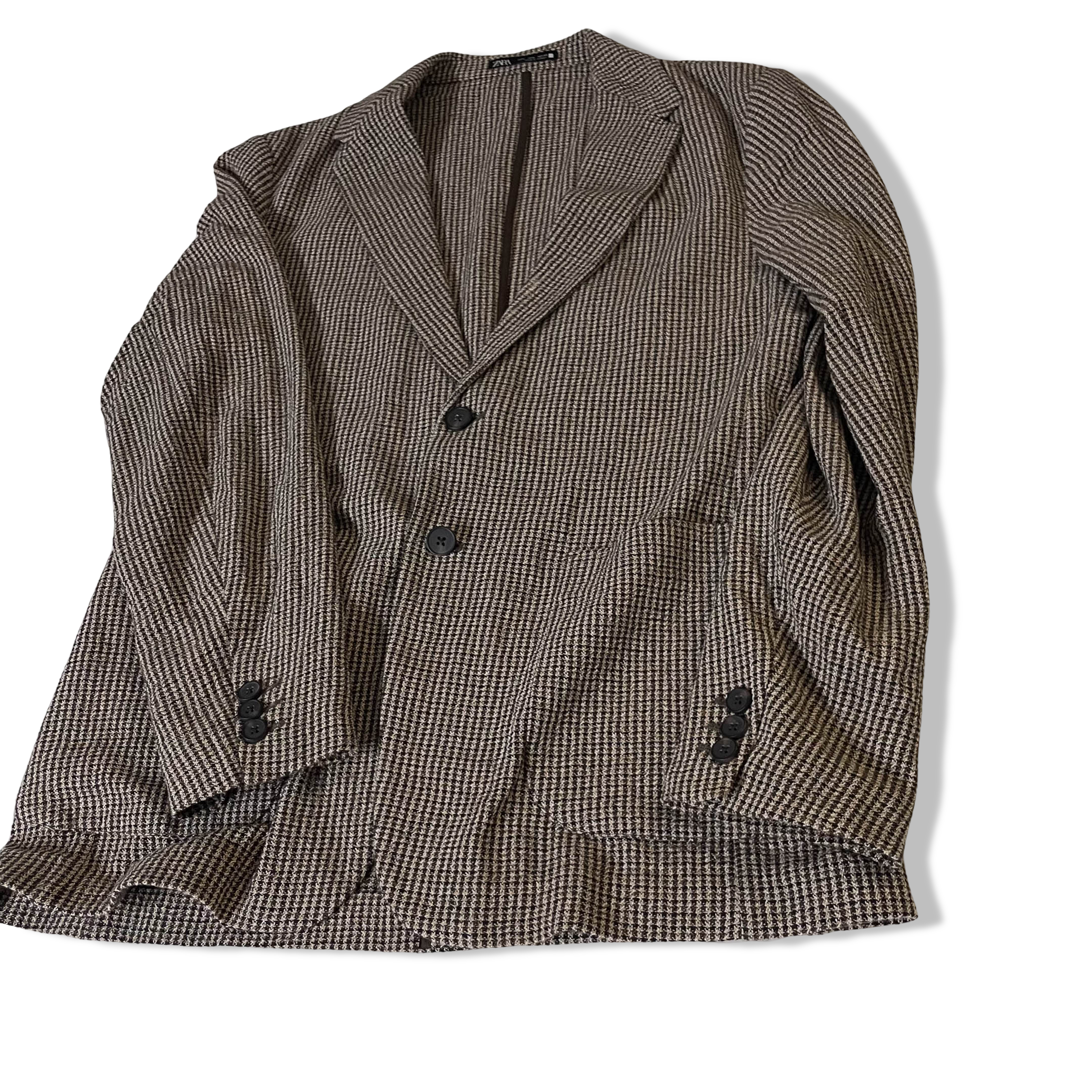 Vintage Zara brown Plaid men's tailored suit made in Turkey in L| SKU 3830