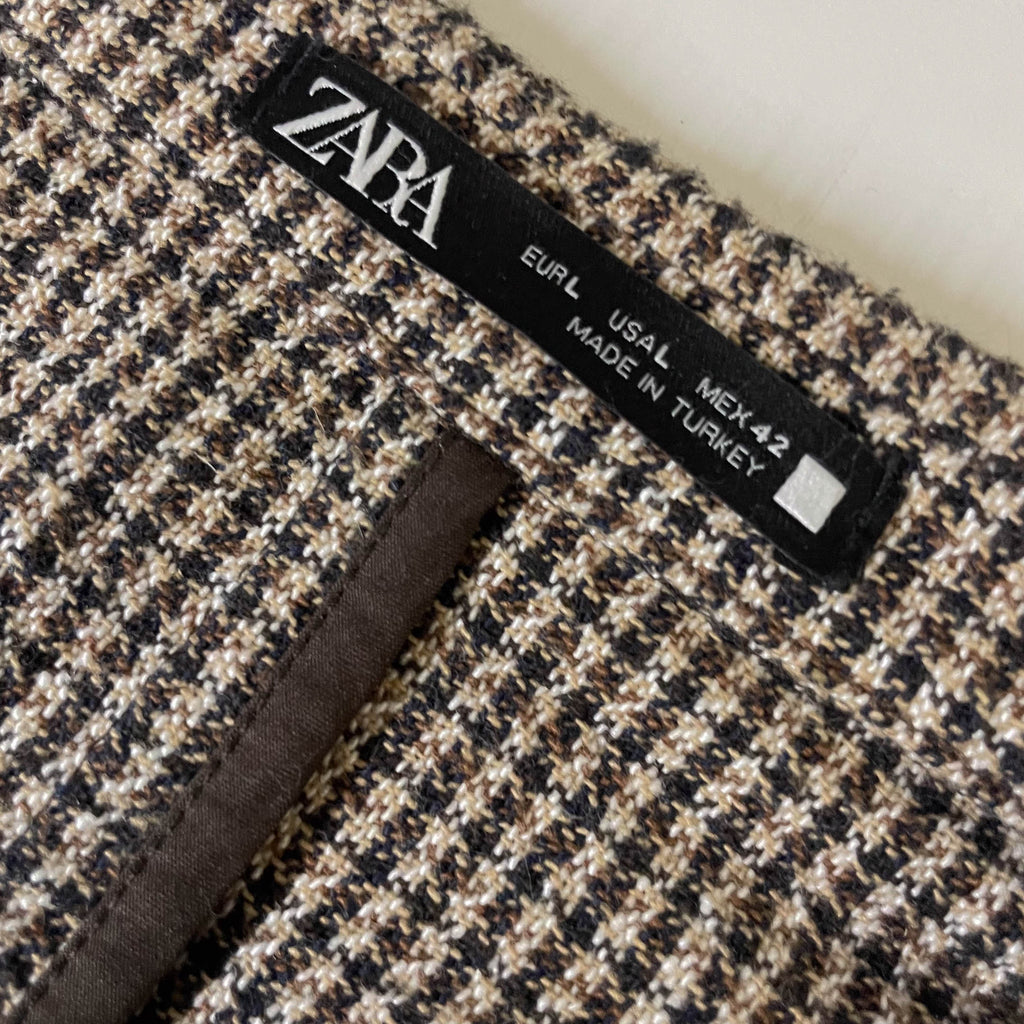 Vintage Zara brown Plaid men's tailored suit made in Turkey in L| SKU 3830