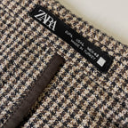 Vintage Zara brown Plaid men's tailored suit made in Turkey in L| SKU 3830