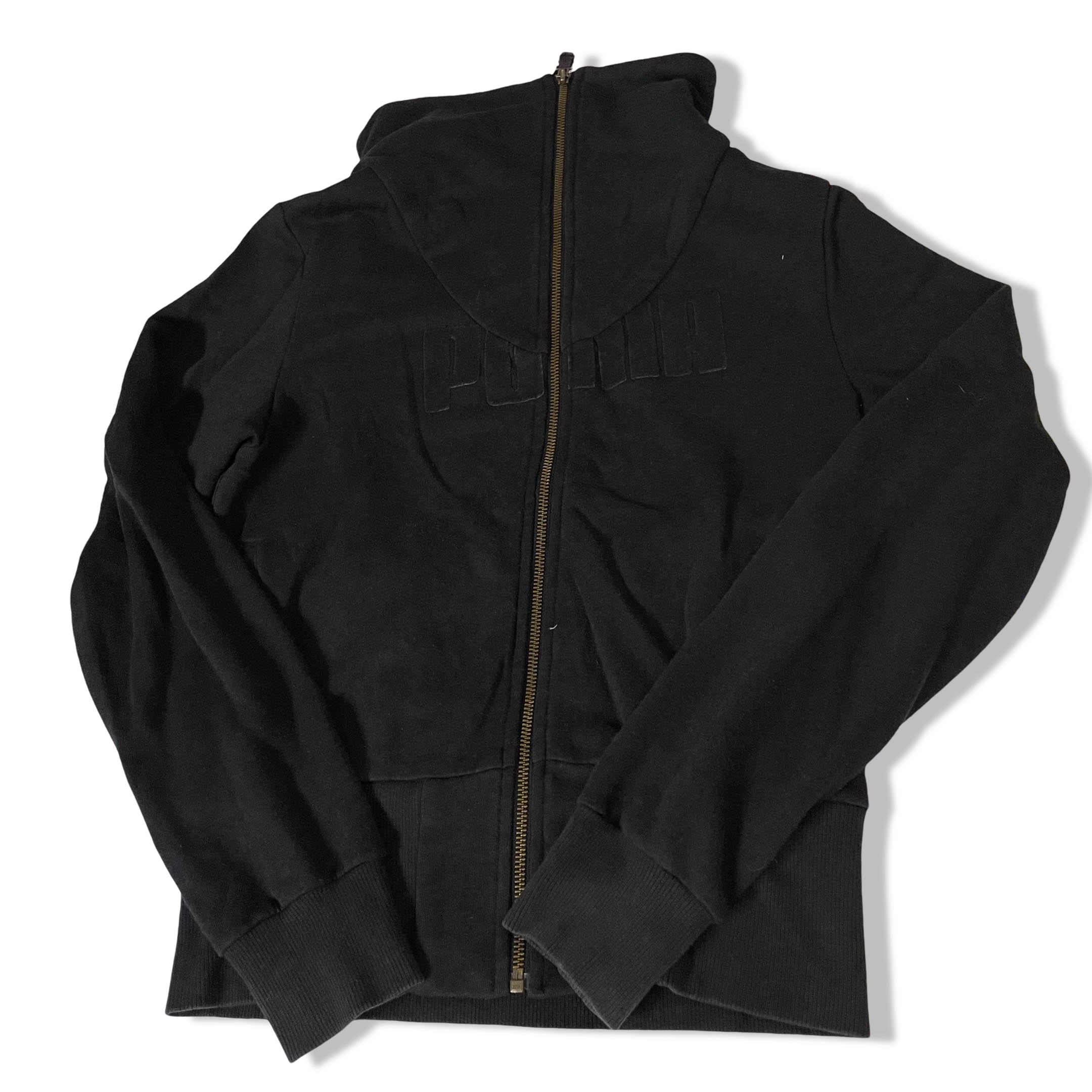 Vintage 90's Puma Black small full zip high neck jacket|L25 W19| SKU 3831