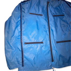 Vintage Blue Women's Double zip pocket nylon hoodie rain coat in L|L29W22| 3834