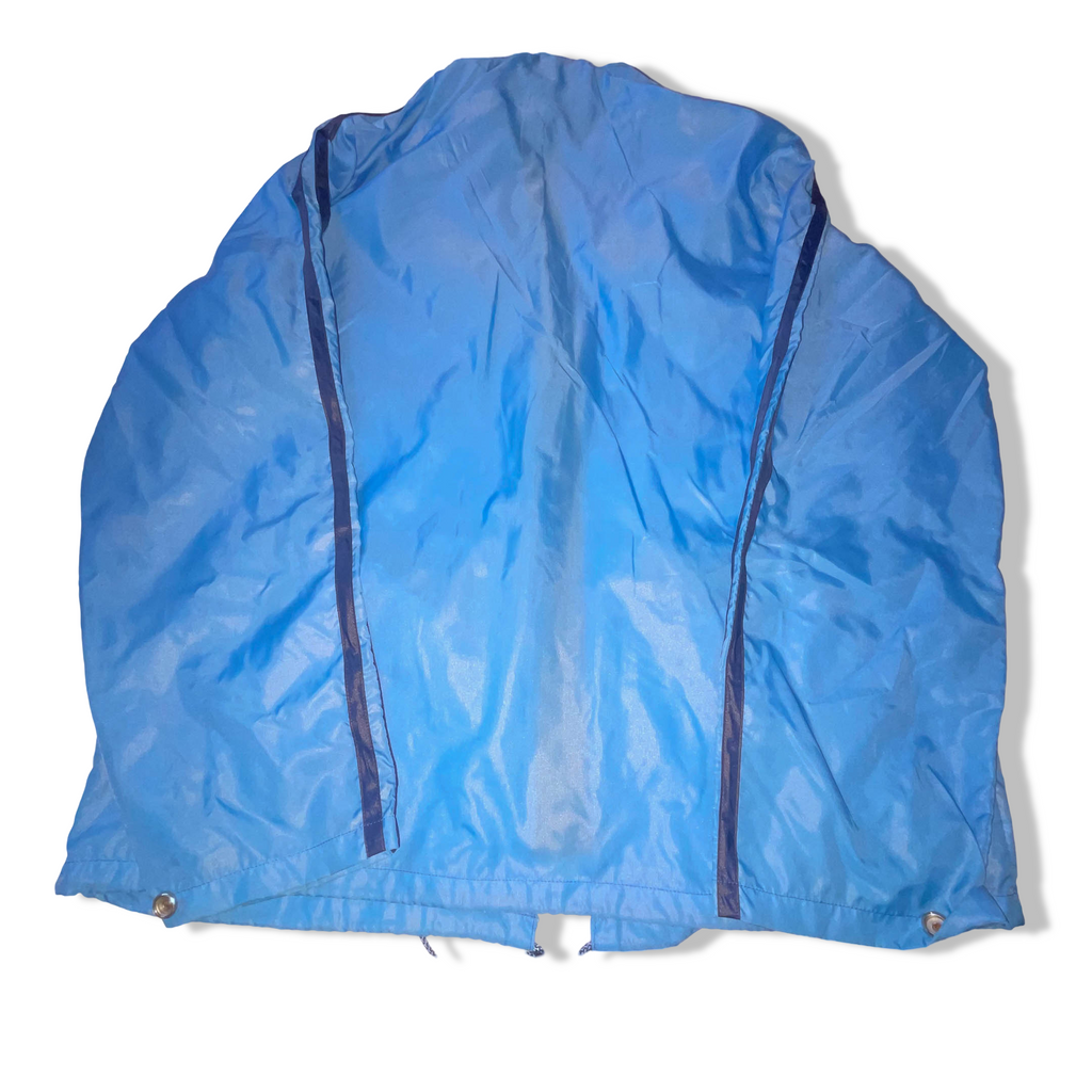 Vintage Blue Women's Double zip pocket nylon hoodie rain coat in L|L29W22| 3834