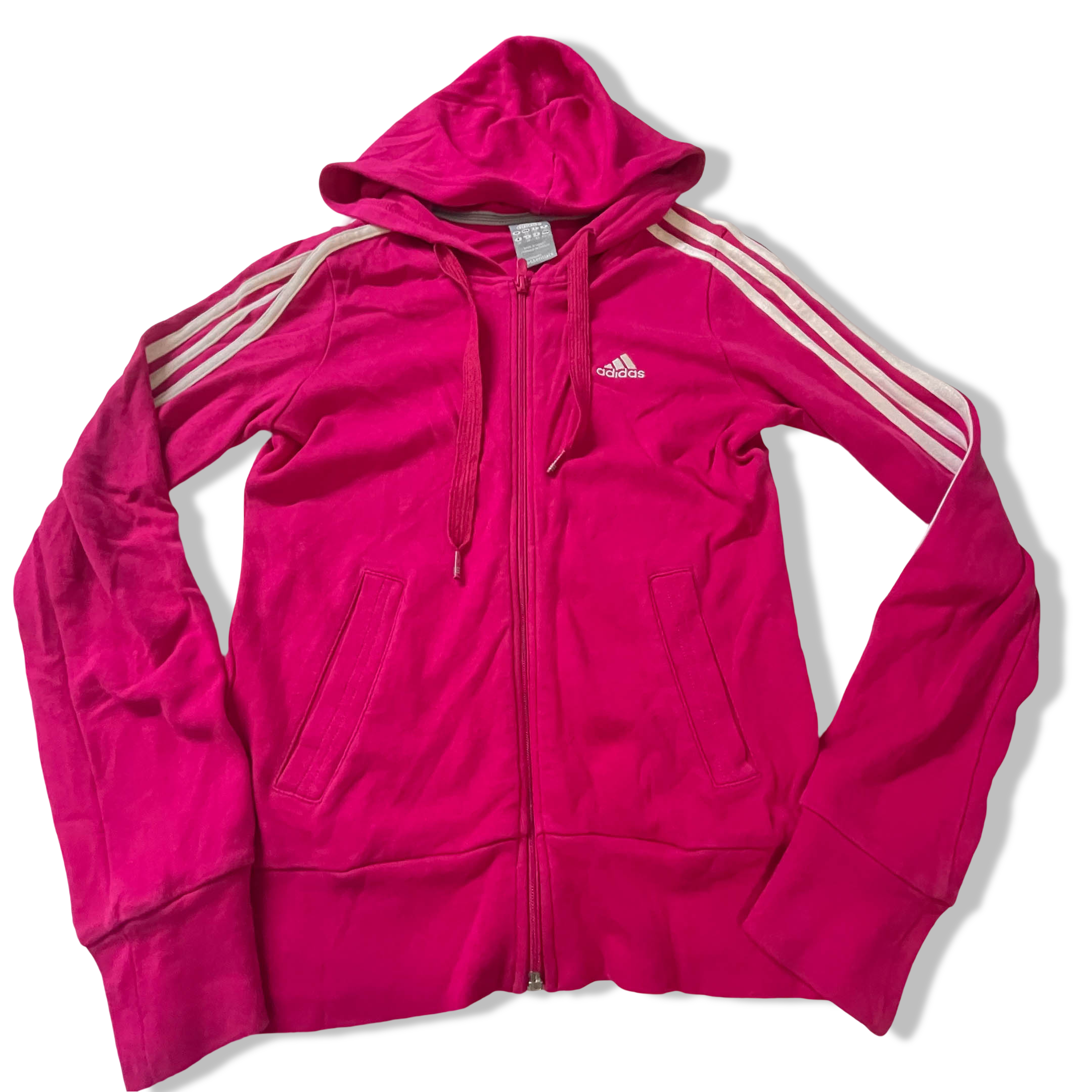 Vintage Adidas Essential 3 stripe red full zip hoodie jacket in M|L22W15|SKU3835