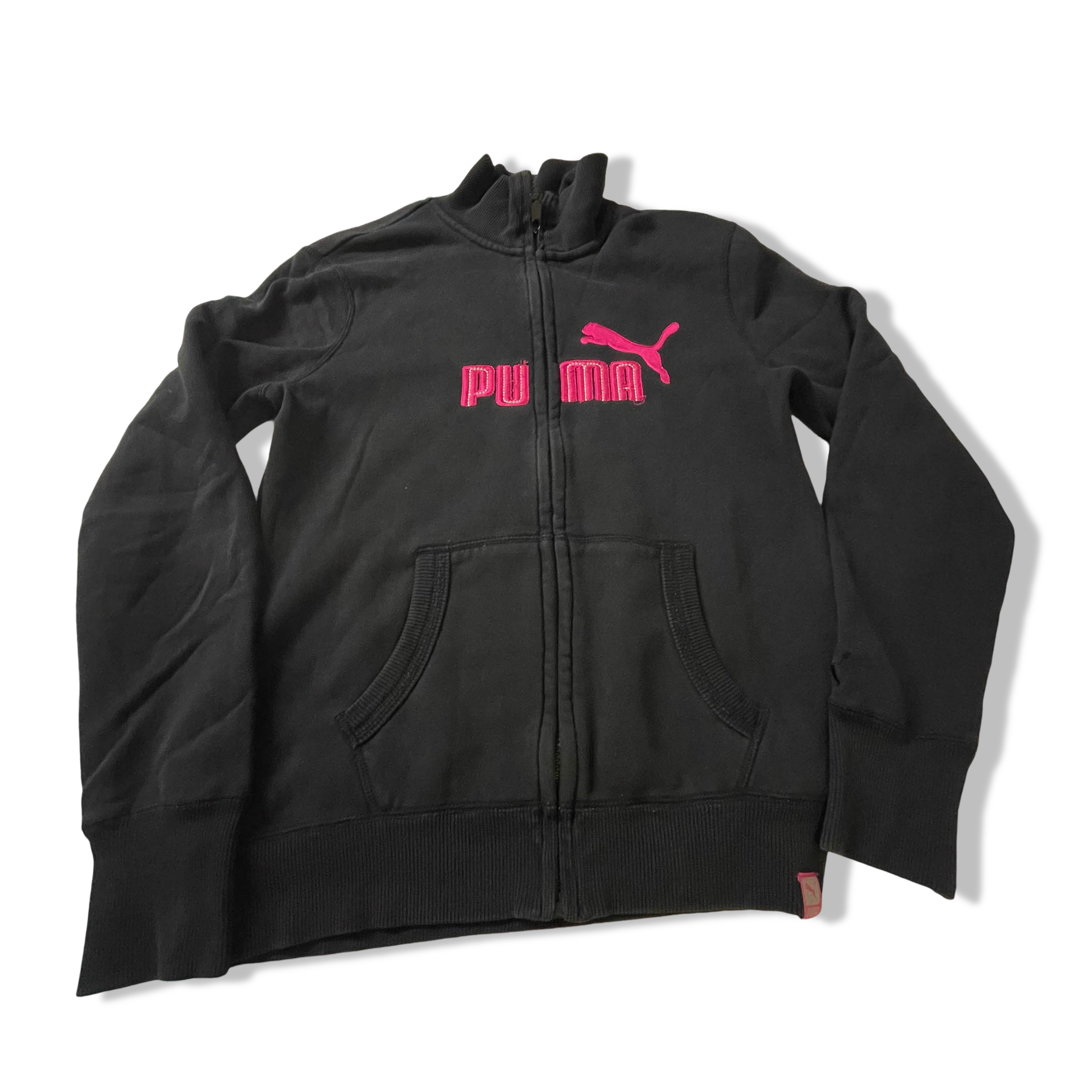 Vintage Womens black Puma big logo full zip high neck jacket in M|W26L17|SKU3838