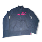 Vintage Womens black Puma big logo full zip high neck jacket in M|W26L17|SKU3838