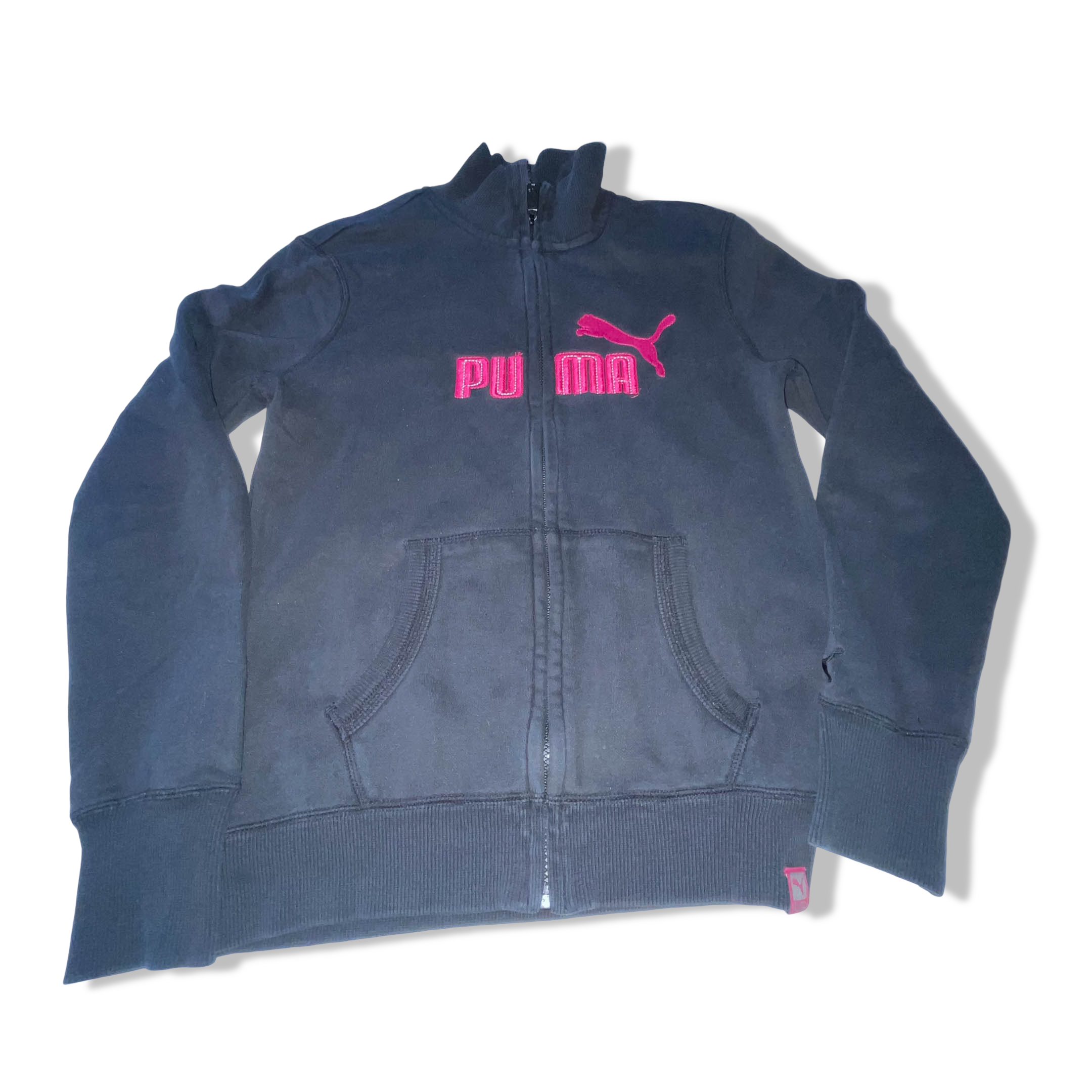 Vintage Womens black Puma big logo full zip high neck jacket in M|W26L17|SKU3838