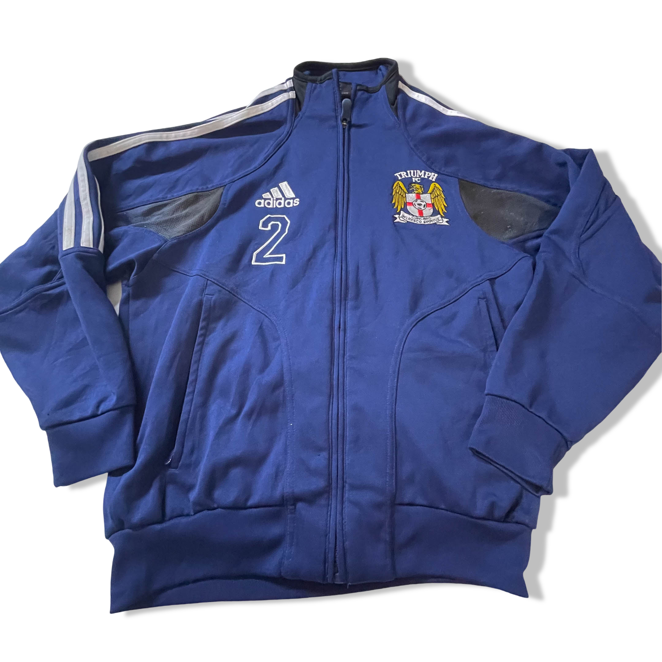 Vintage Adidas Triumph FC full zip women's blue track top in M|L26 BW20|SKU 3839
