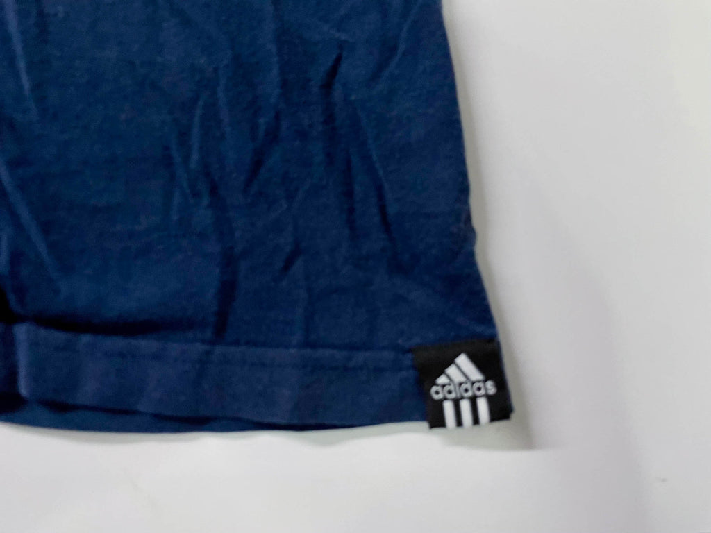 Vintage Men's 90's Adidas Athletics graphics Navy tees in L|SKU 4120