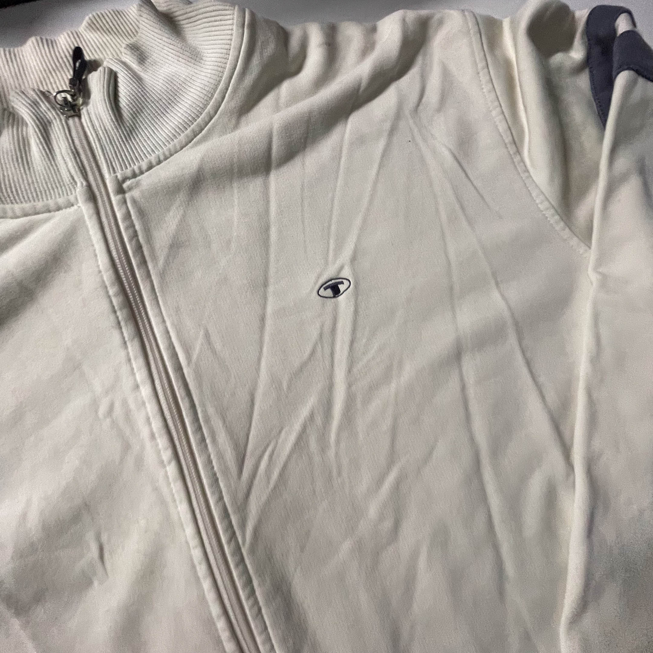 Vintage white Tom Tailor full zip high neck men's Jacket in 2XL| SKU 3841l L29 W 25