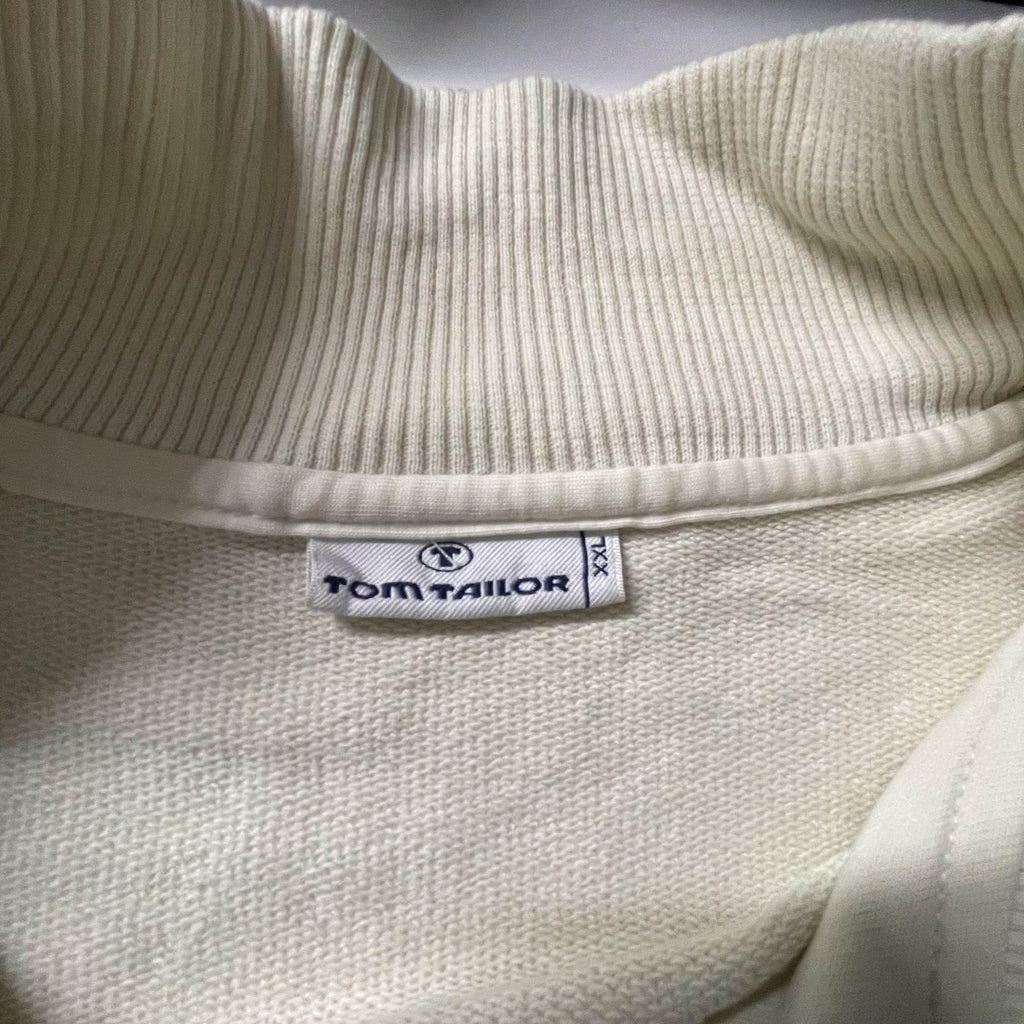 Vintage white Tom Tailor full zip high neck men's Jacket in 2XL| SKU 3841l L29 W 25