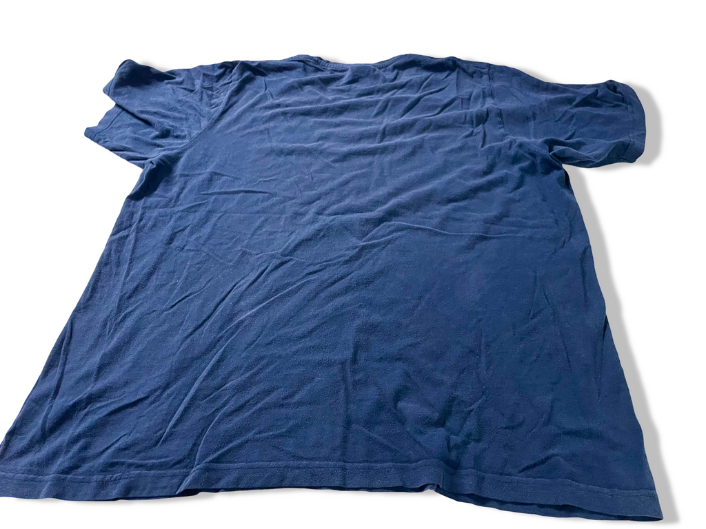 Vintage Men's 90's Adidas Athletics graphics Navy tees in L|SKU 4120