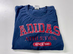 Vintage Men's 90's Adidas Athletics graphics Navy tees in L|SKU 4120