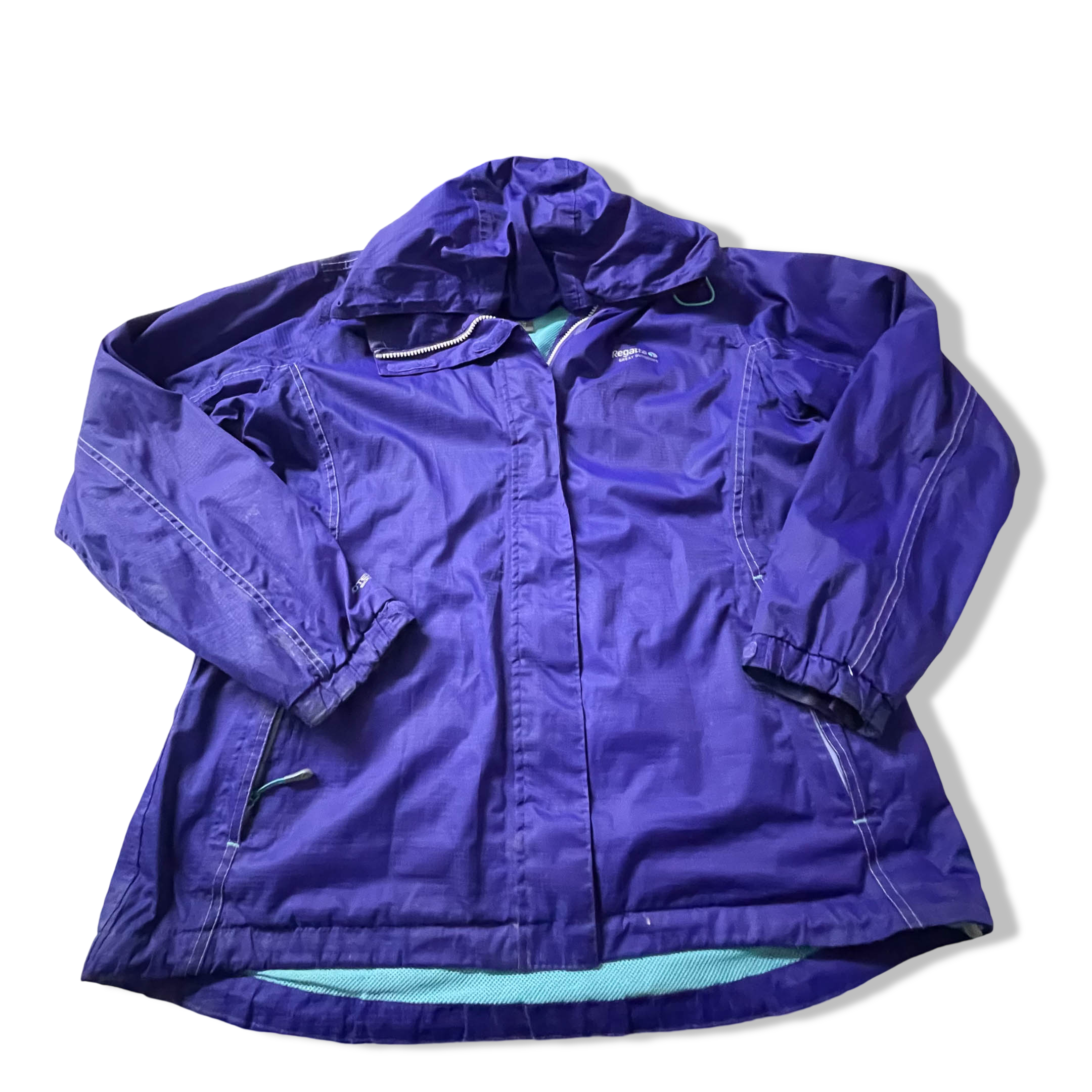 Vintage Regatta great outdoor women's purple waterproof hooded rain jacket UK 16| SKU 3845|L30 W21