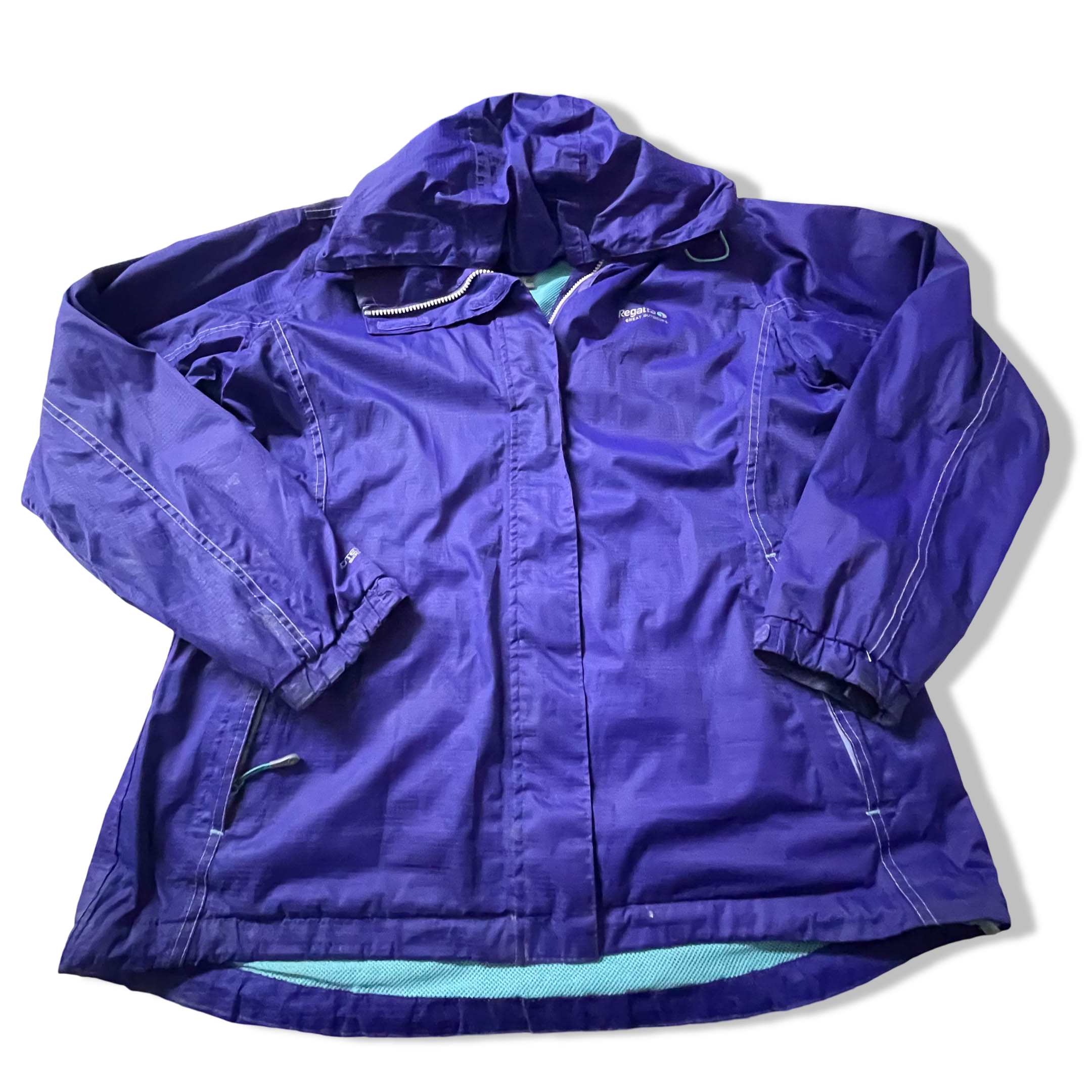 Vintage Regatta great outdoor women's purple waterproof hooded rain jacket UK 16| SKU 3845|L30 W21
