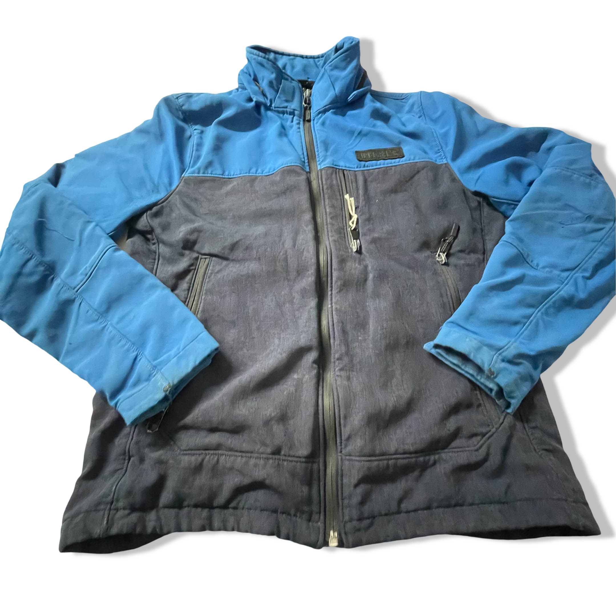 Vintage Women's 90's Diesel colour block Navy full zip high neck jacket in L|L29 W20|SKU 3846 