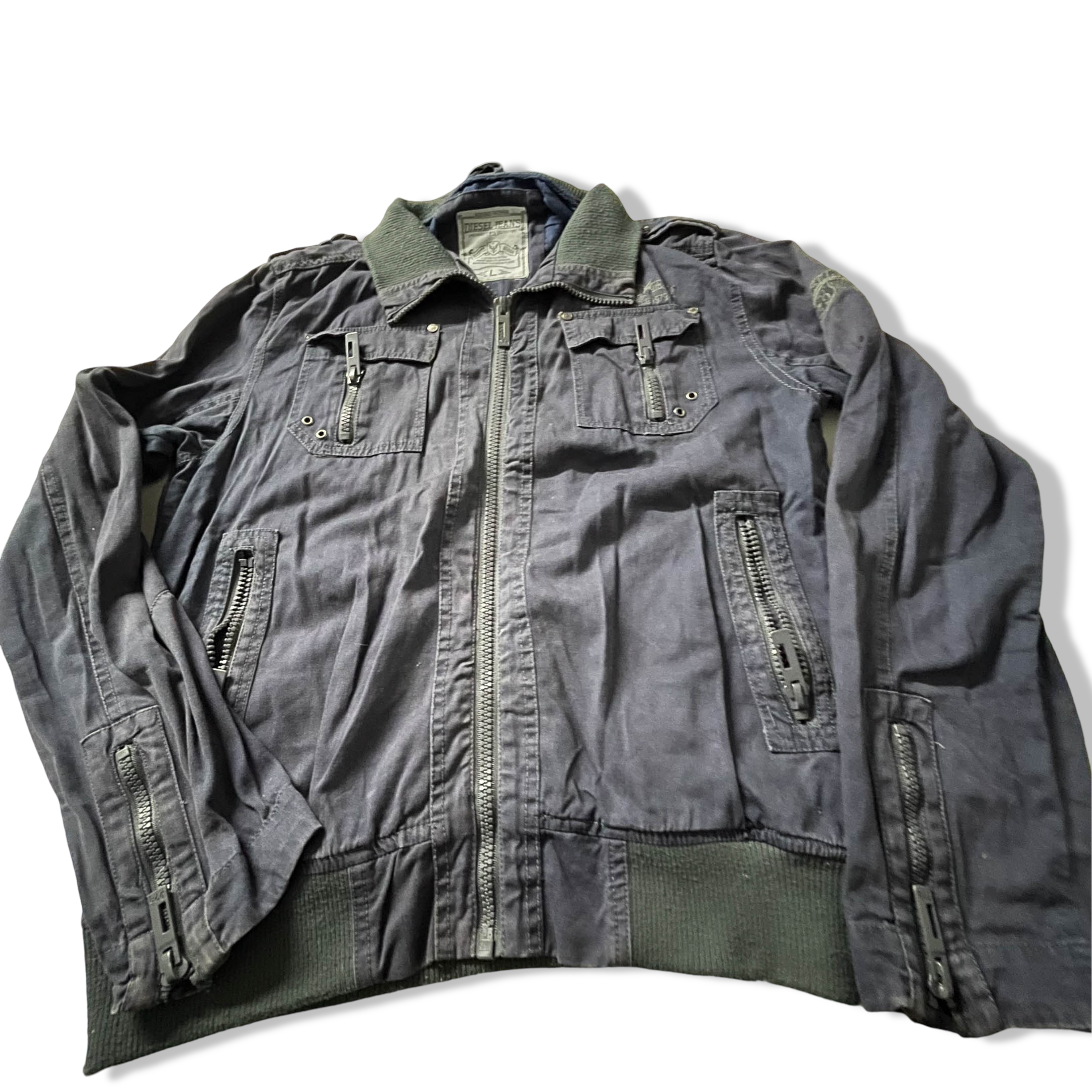 Vintage Diesel jeans Men's Military Navy large full zip jacket| L29 W22