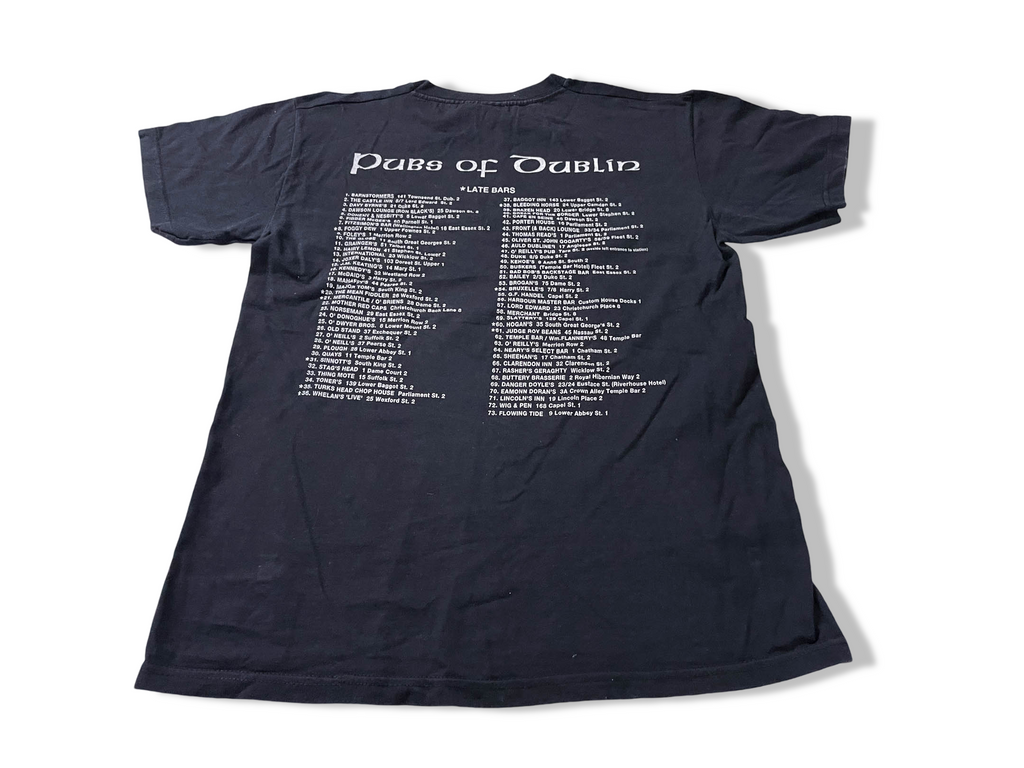 Vintage Men's Fruit of the loom Pubs of Dublin graphics black tees in M|L27 W17| SKU 4123