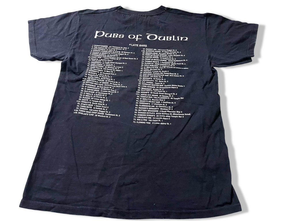 Vintage Men's Fruit of the loom Pubs of Dublin graphics black tees in M|L27 W17| SKU 4123