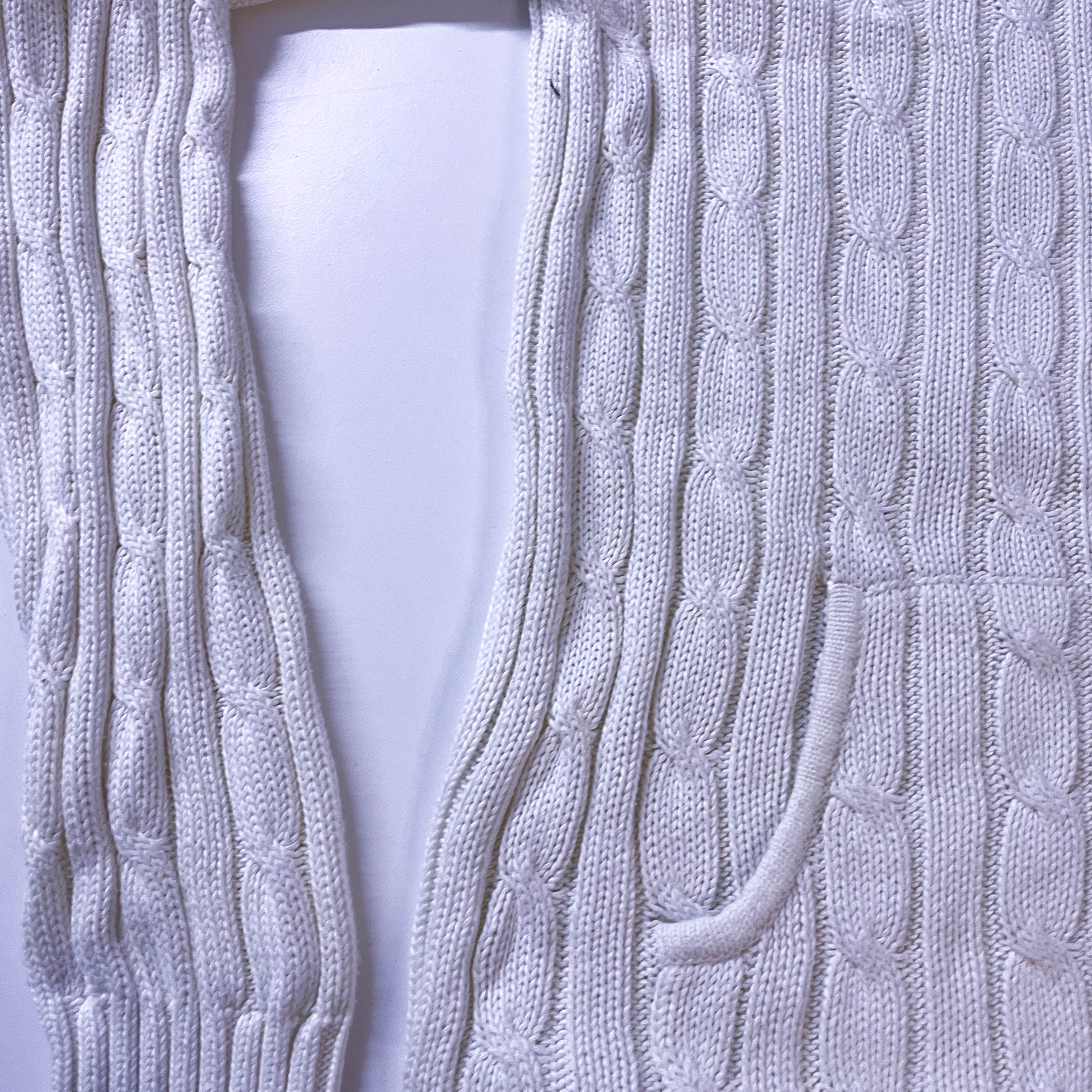 Vintage Women's Tommy Hilfiger 90's White Knit Cardigan with Hoodie in L| L25W20| Made in China