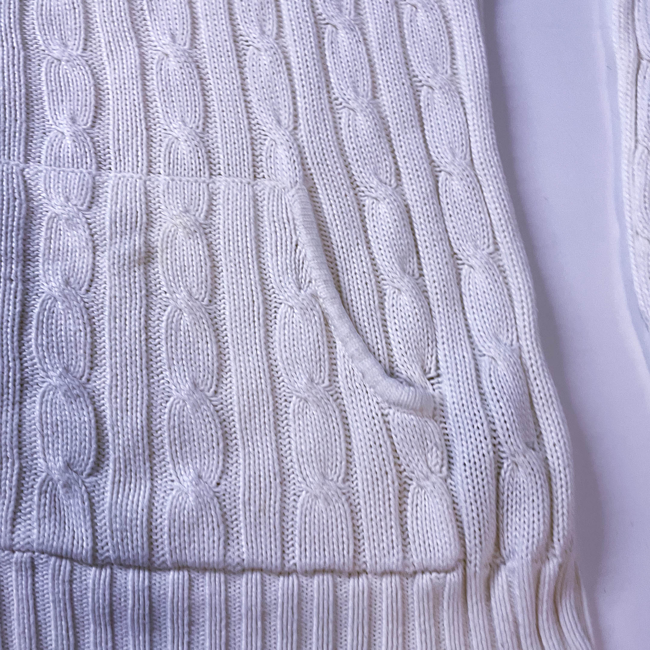 Vintage Women's Tommy Hilfiger 90's White Knit Cardigan with Hoodie in L| L25W20| Made in China