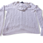 Vintage Women's Tommy Hilfiger 90's White Knit Cardigan with Hoodie in L| L25W20| Made in China