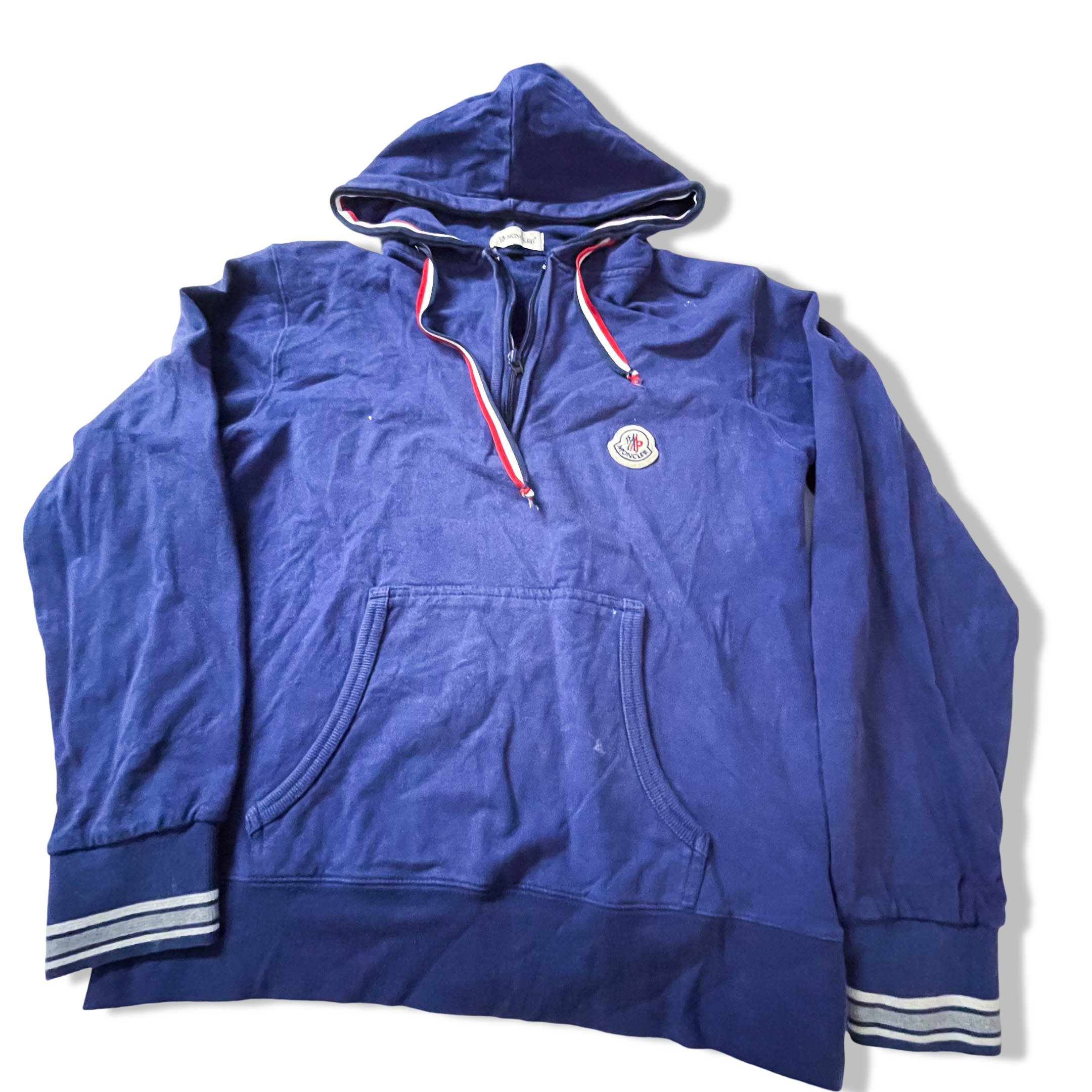Vintage women's blue Moncler hoodies in M| L 22 W 19| SKU 2859