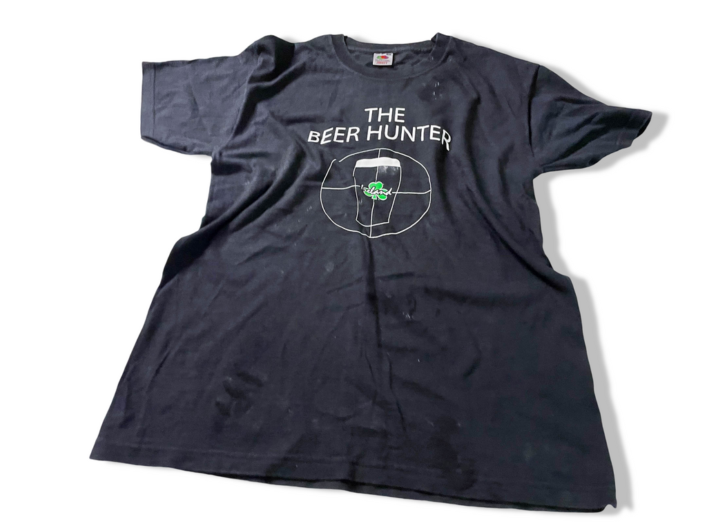Vintage Men's Fruit of the loom the bear hunter Ireland graphics black tees in M|L27 W17|SKU 4124