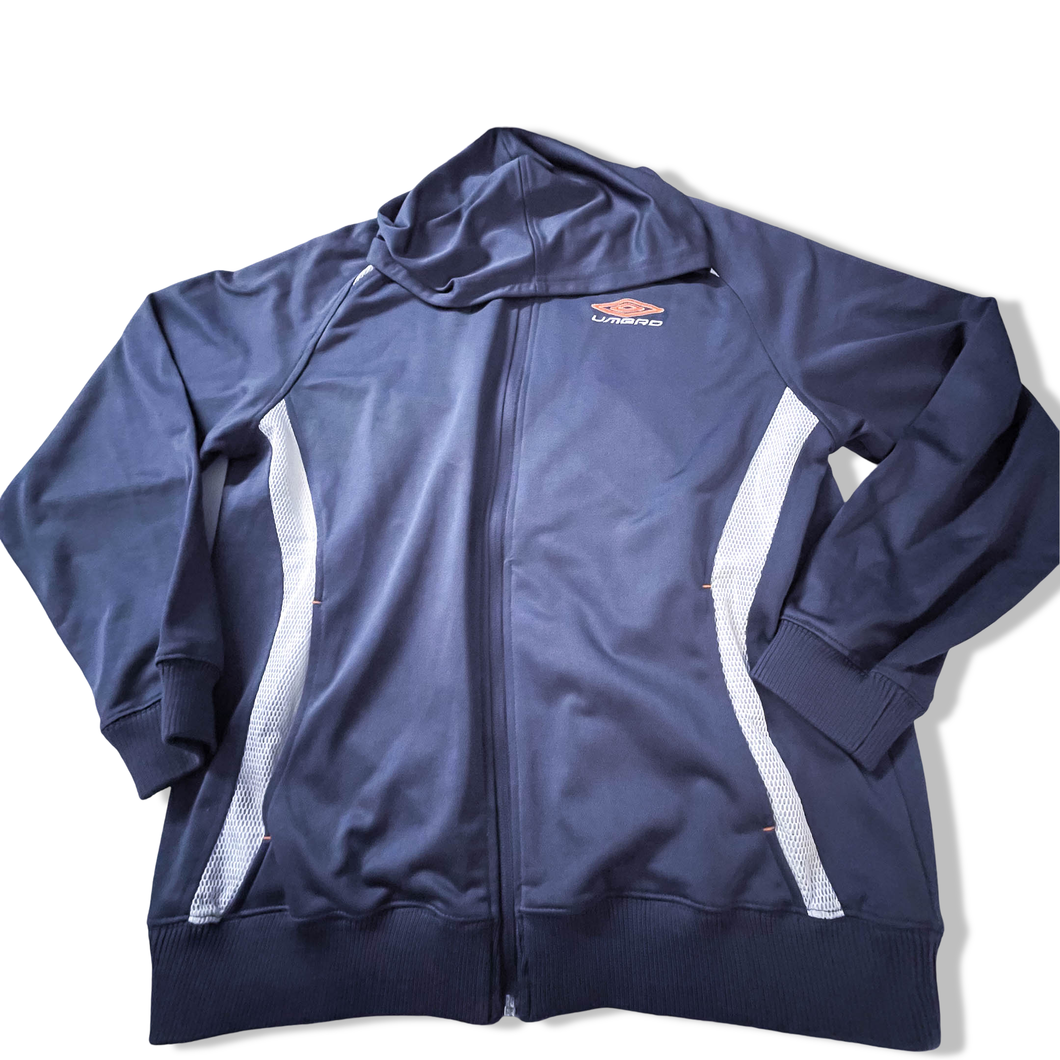 Vintage grey Umbro men's hoodie polyester jacket in L| L 27 W 22|SKU 3861