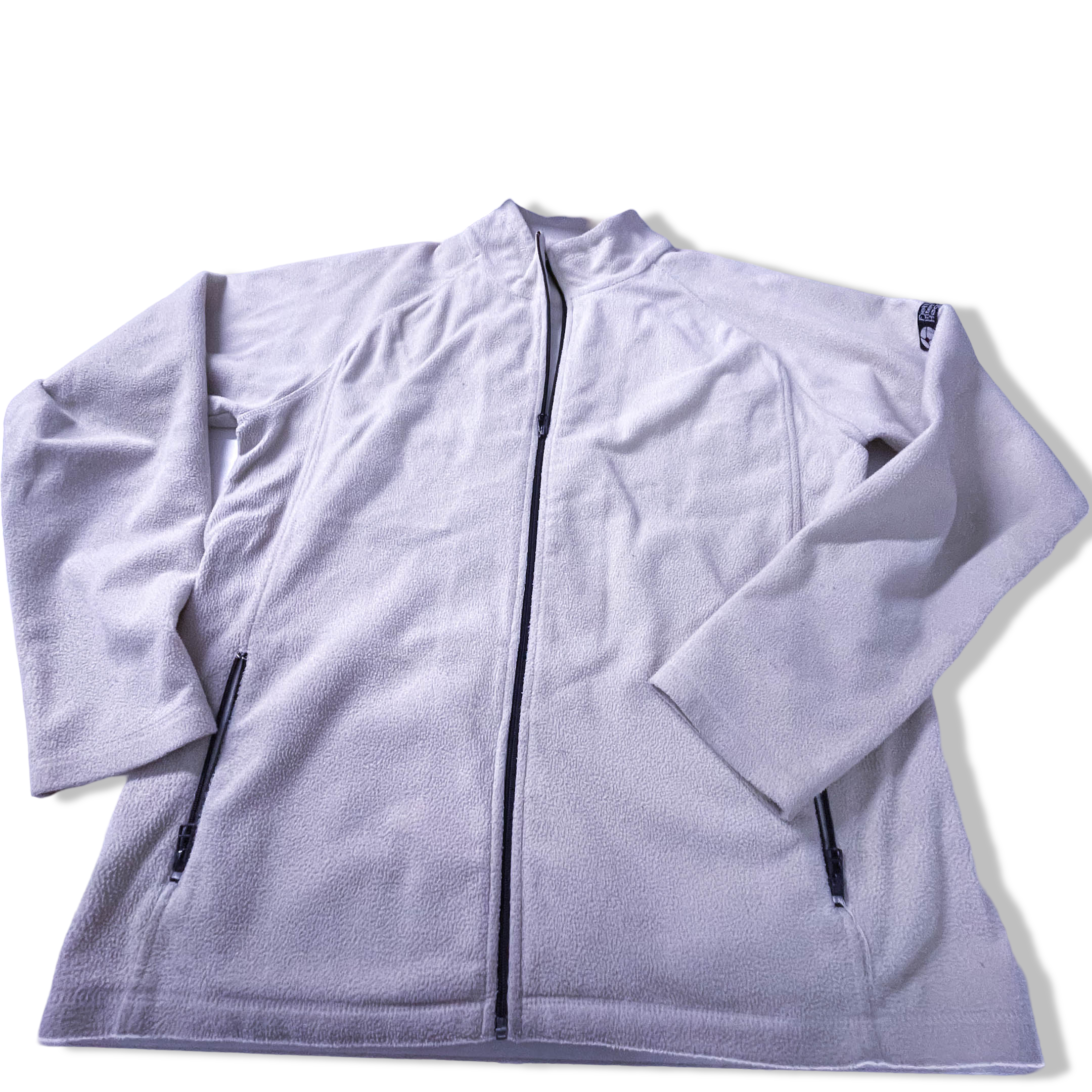 Vintage Cream Fleece full zip high neck jacket in XL| L31 W23|SKU 3865