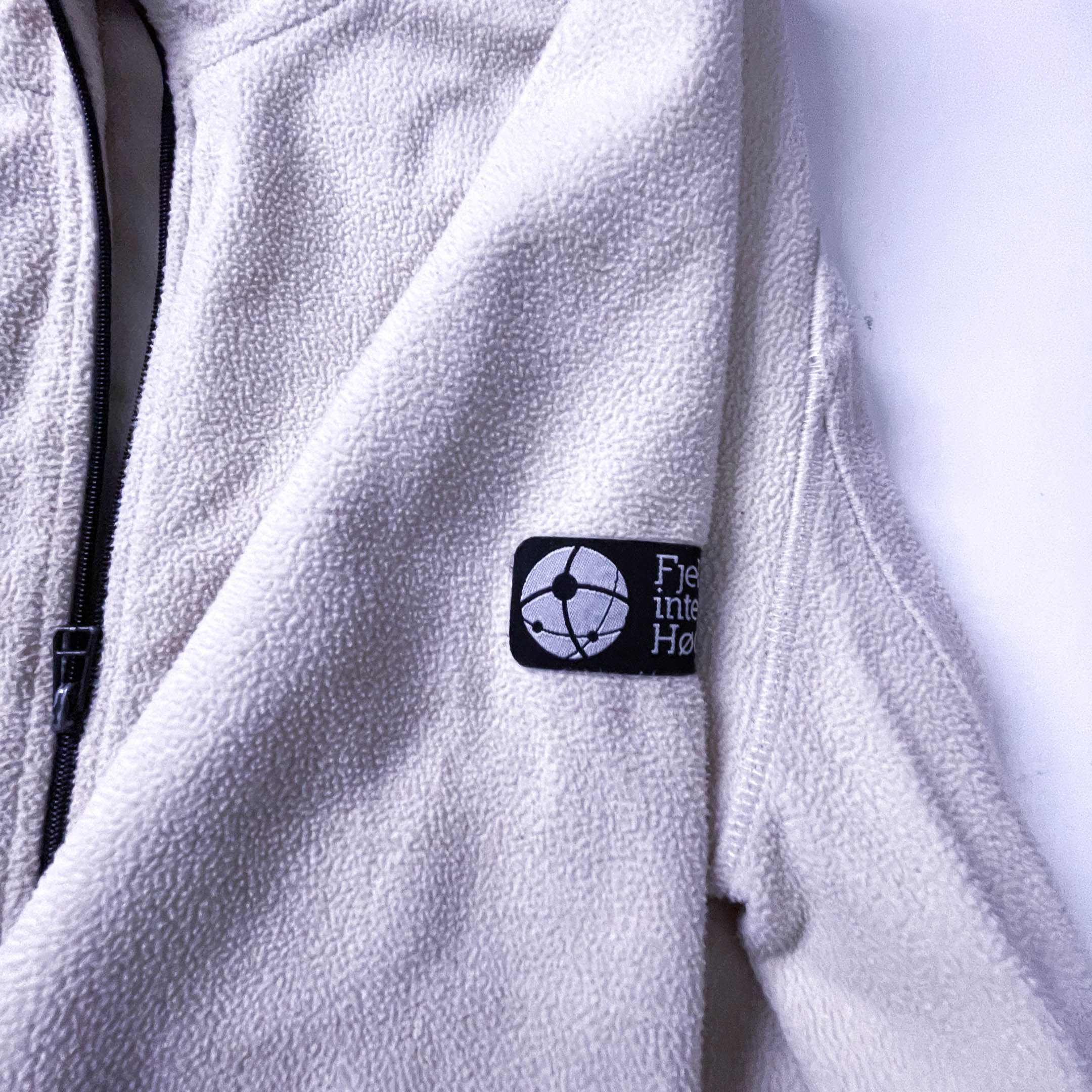 Vintage Cream Fleece full zip high neck jacket in XL| L31 W23|SKU 3865