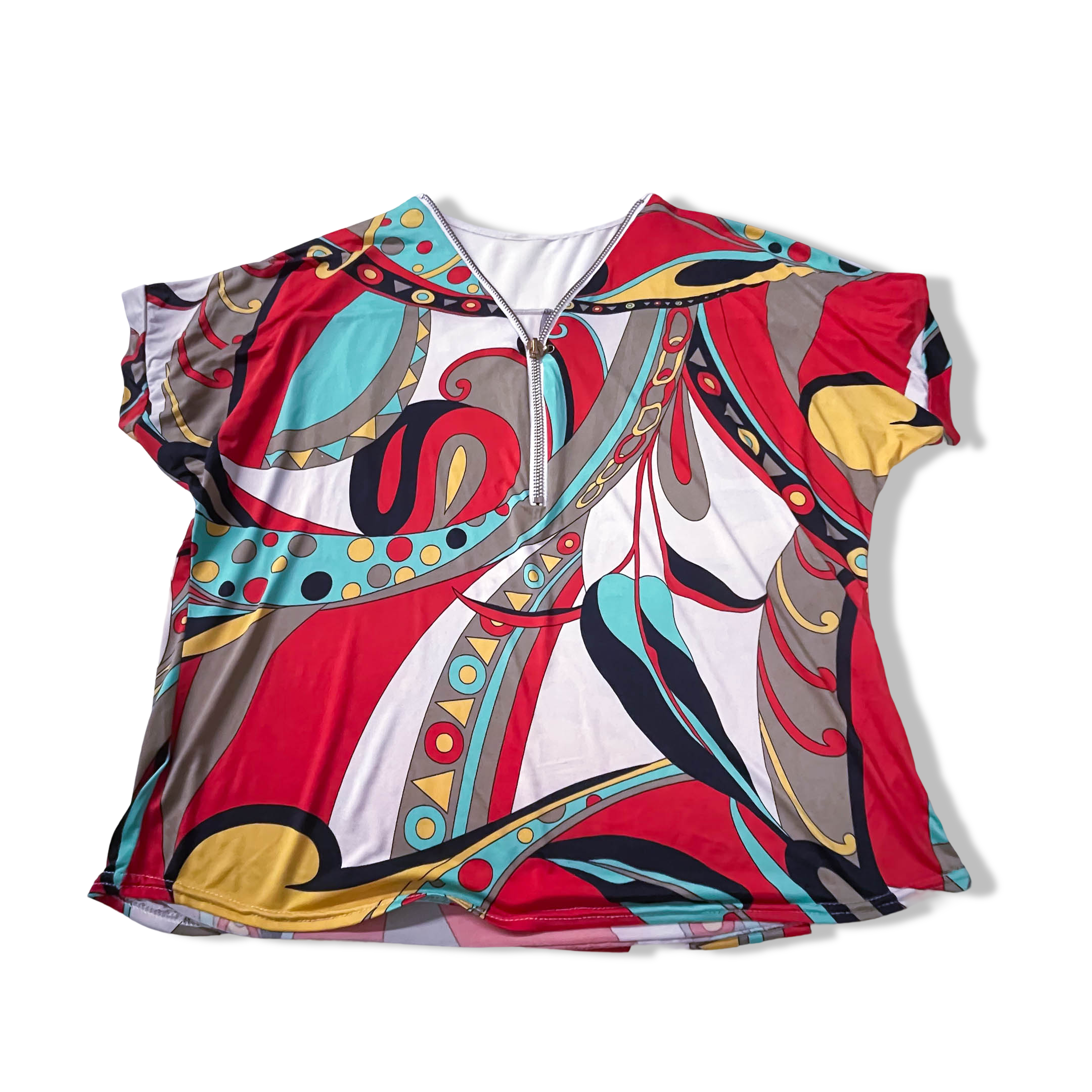 Vintage Women's multicolored geometry full zip top in L/XL|L25 W22|SKU 3867