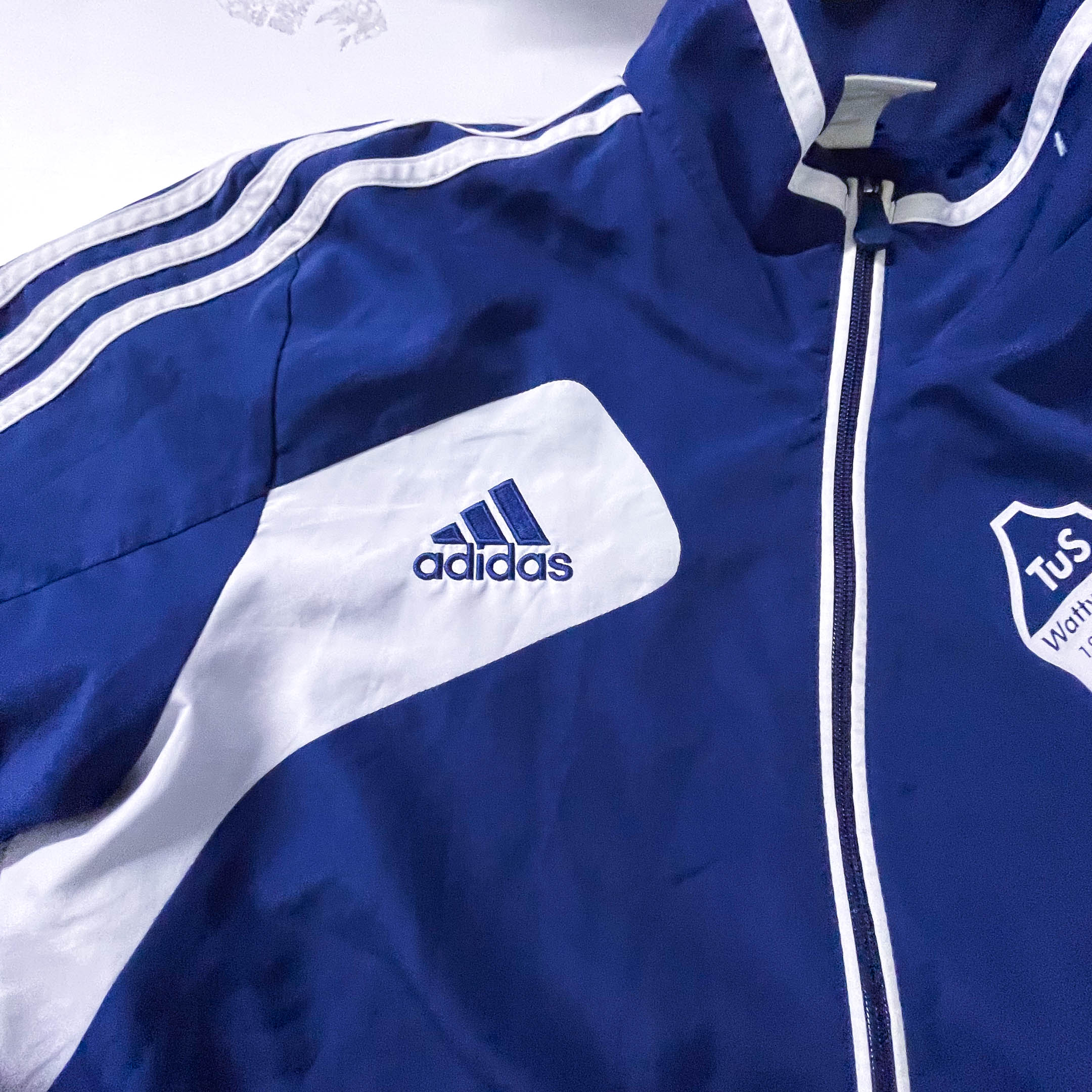 Vintage Adidas Tus Wattweiler Navy full zip track top in L|L29 W22|SKU 3869