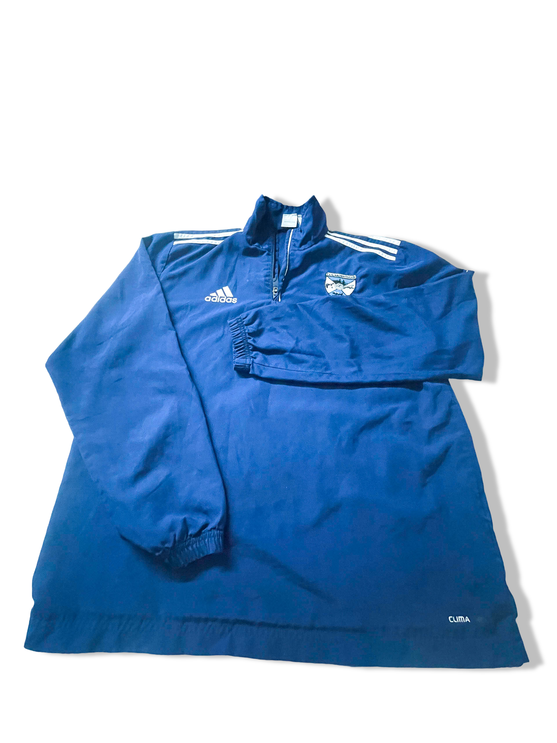 Vintage Men's Adidas 1/4 zip blue sweatshirt in L|L30 W 22|SKU 3884