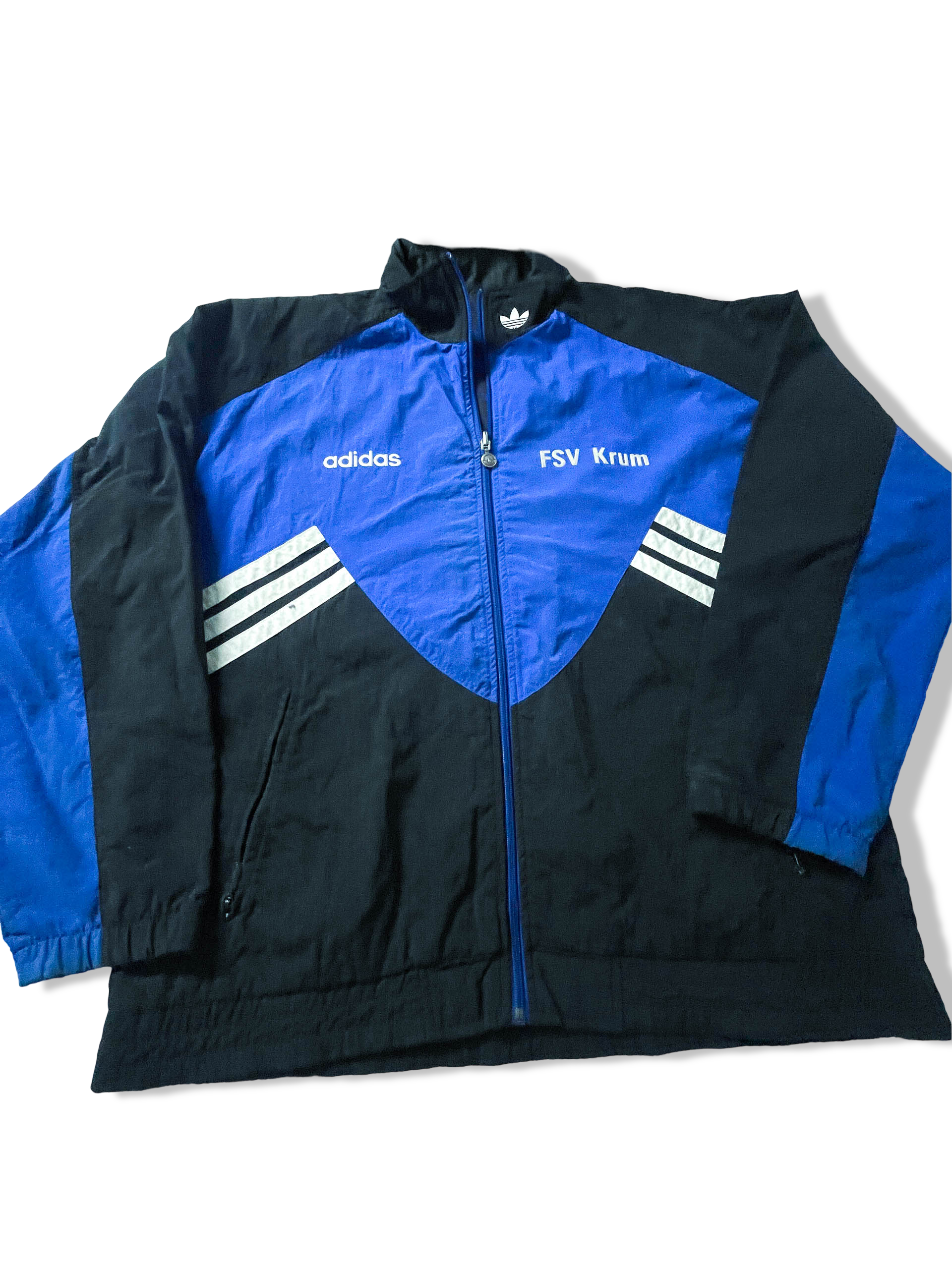 Vintage Men's Adidas FSV Krum Blue colorblock full zip track top in L/XL |L32 W25|SKU 3886