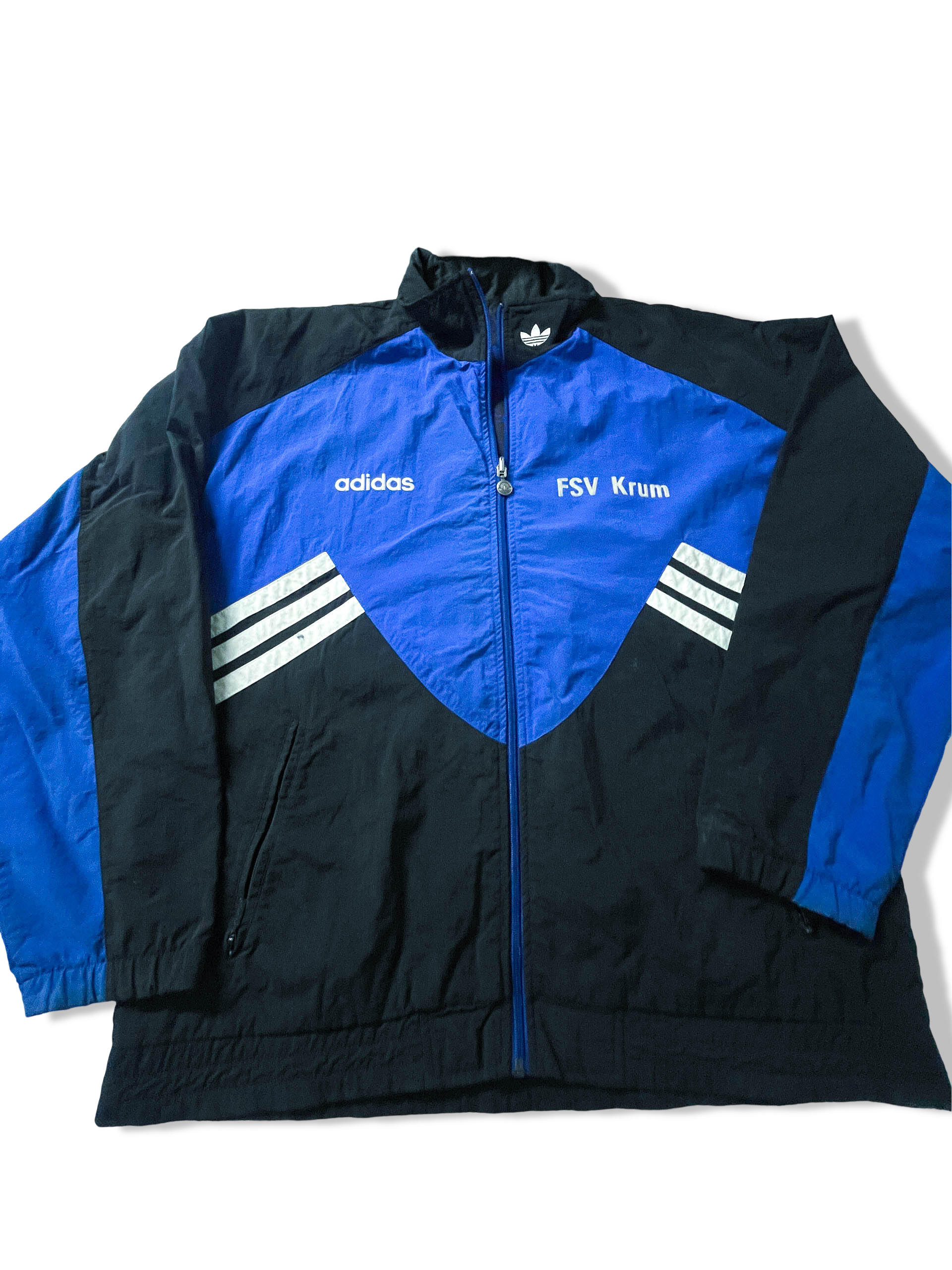 Vintage Men's Adidas FSV Krum Blue colorblock full zip track top in L/XL |L32 W25|SKU 3886