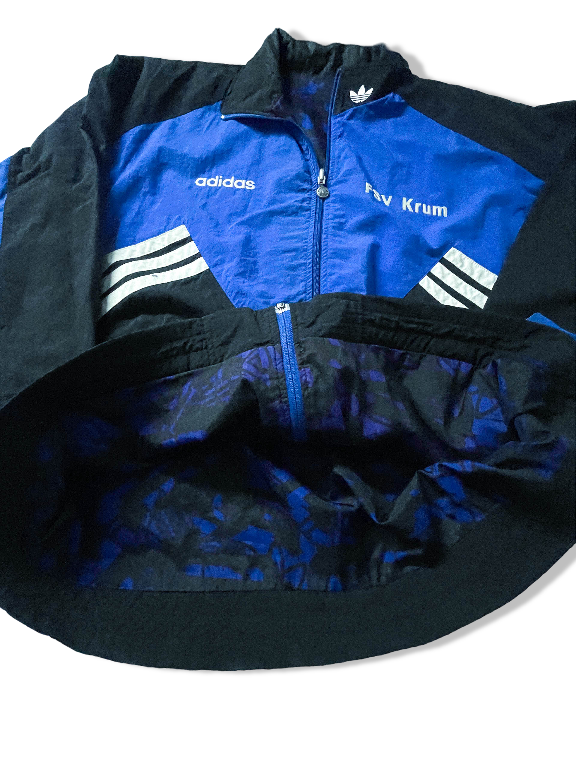 Vintage Men's Adidas FSV Krum Blue colorblock full zip track top in L/XL |L32 W25|SKU 3886