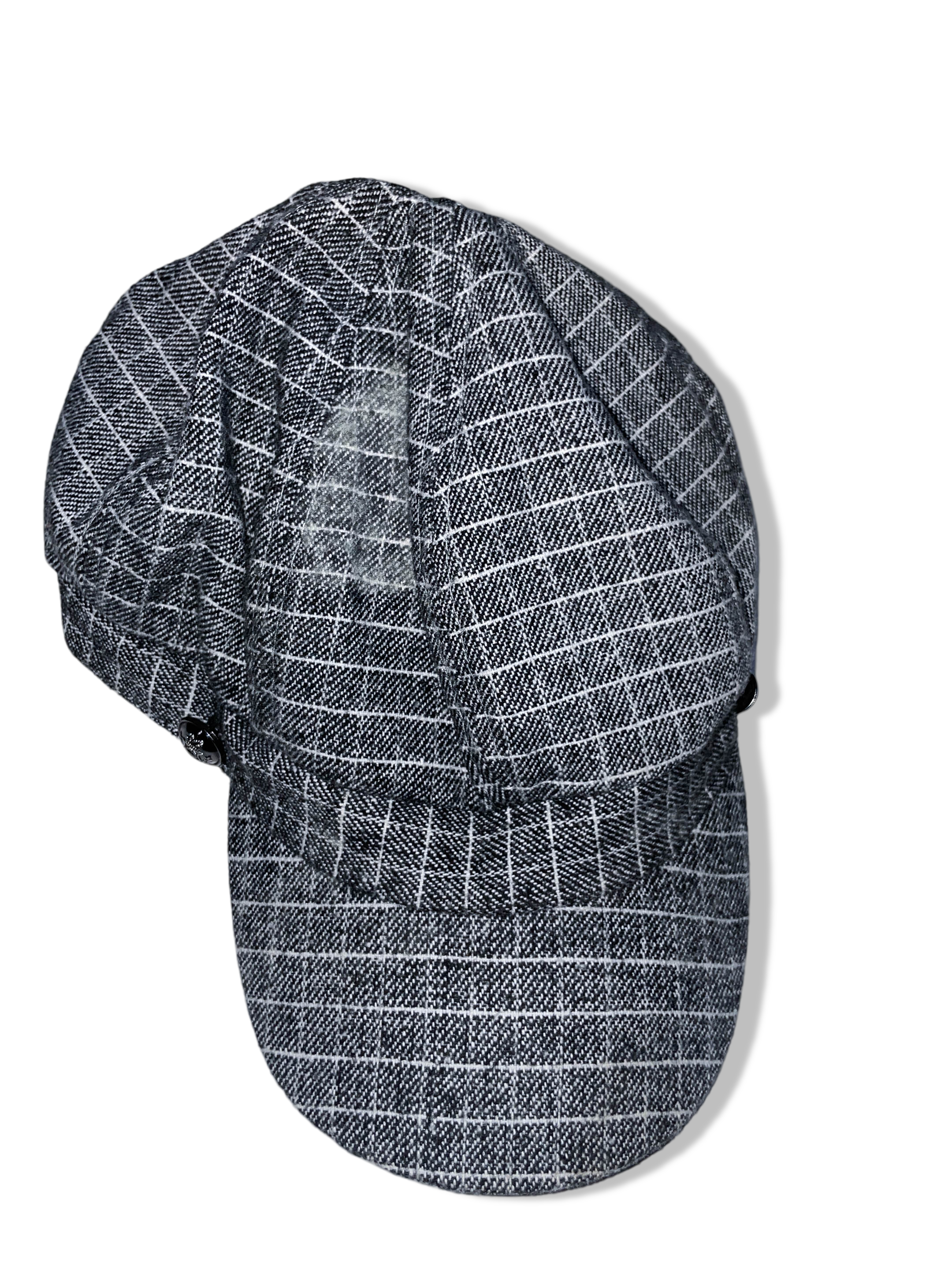 Vintage men's grey plaid newsboy military cap| SKU 4958