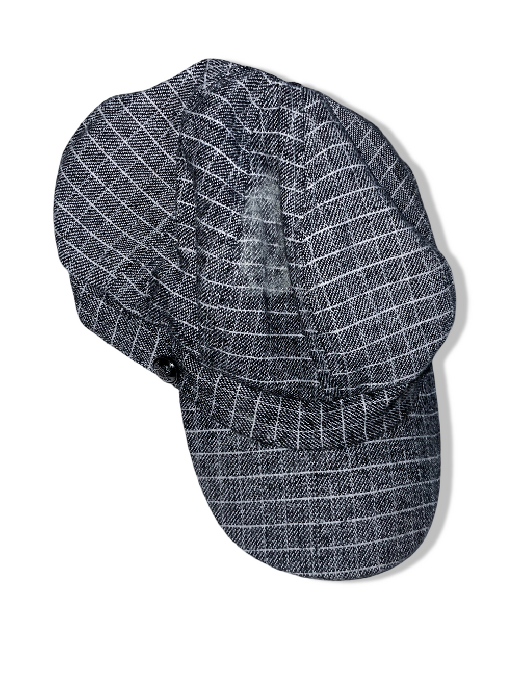 Vintage men's grey plaid newsboy military cap| SKU 4958