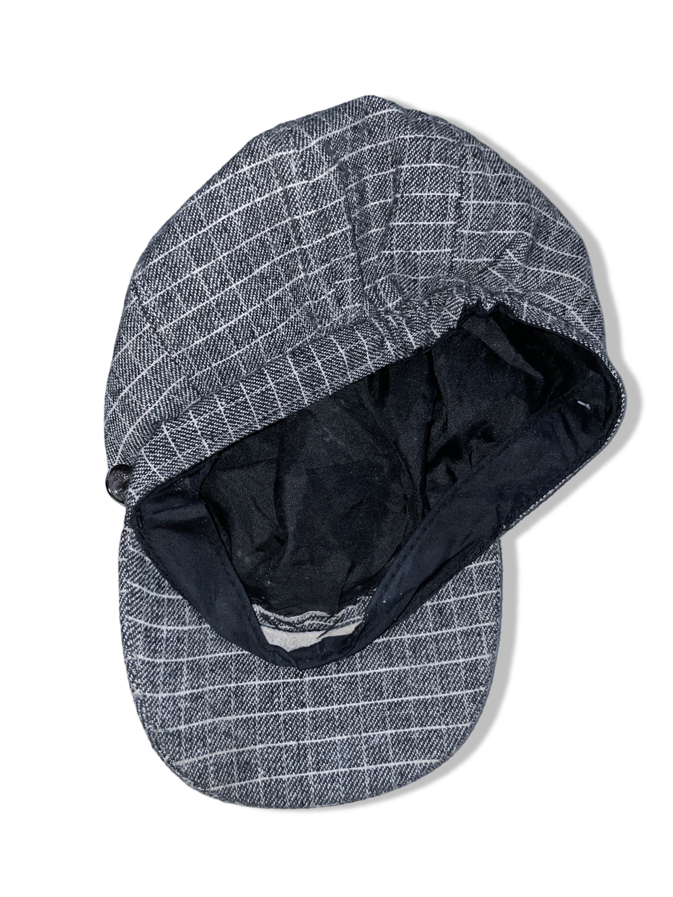 Vintage men's grey plaid newsboy military cap| SKU 4958
