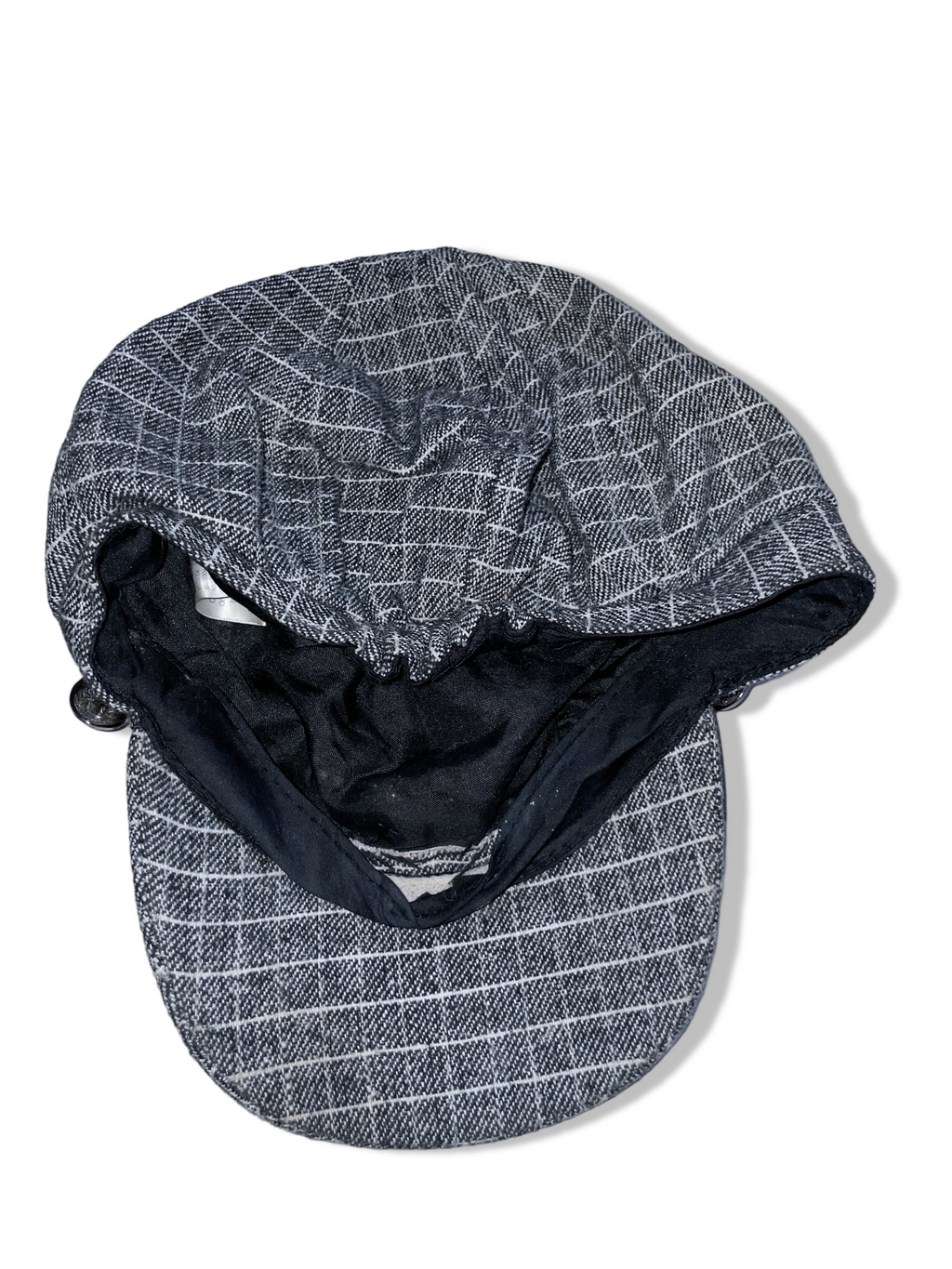 Vintage men's grey plaid newsboy military cap| SKU 4958