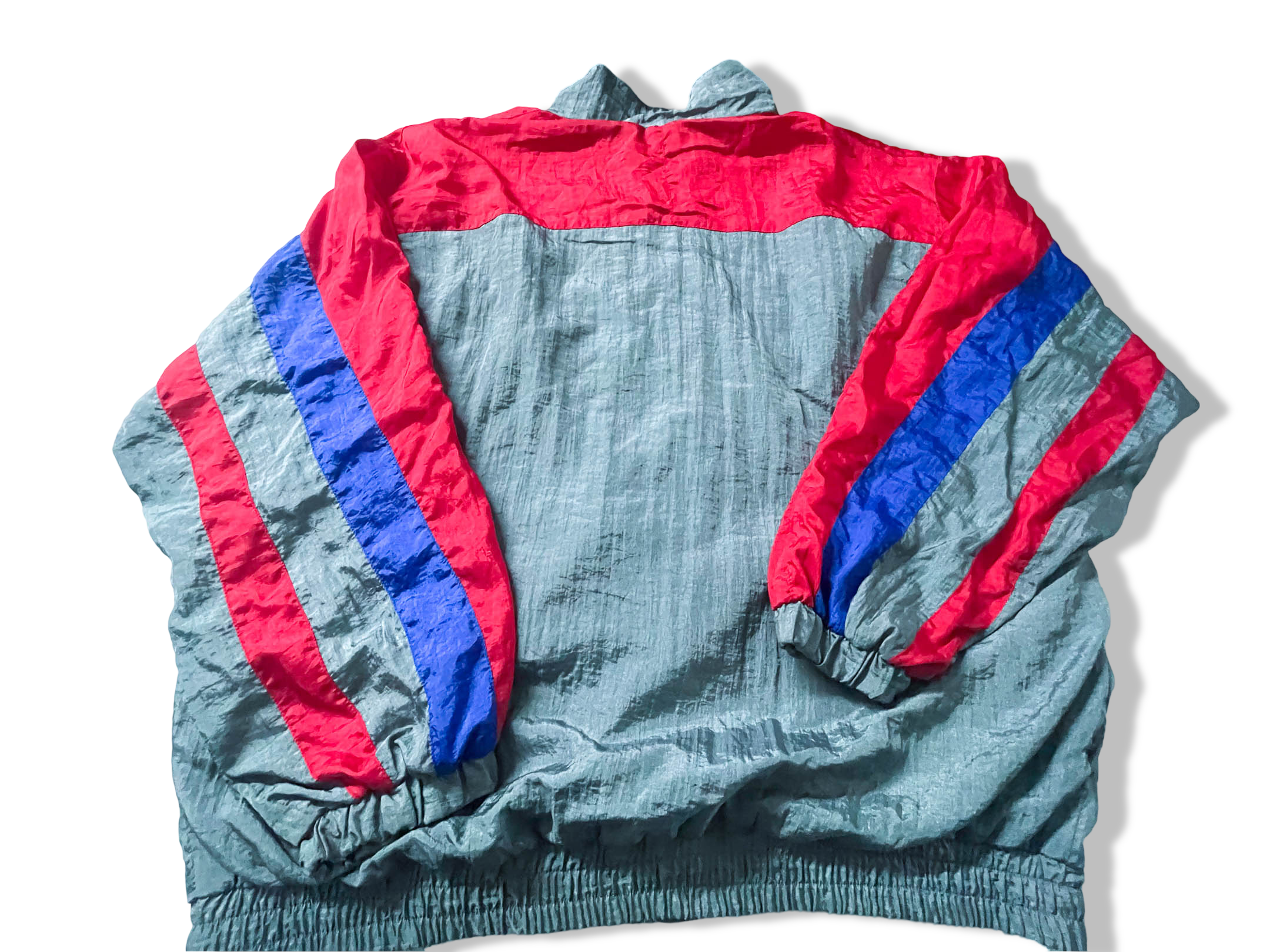 Vintage Men's grey colorblock large full zip shell track top |L30W24|SKU3892