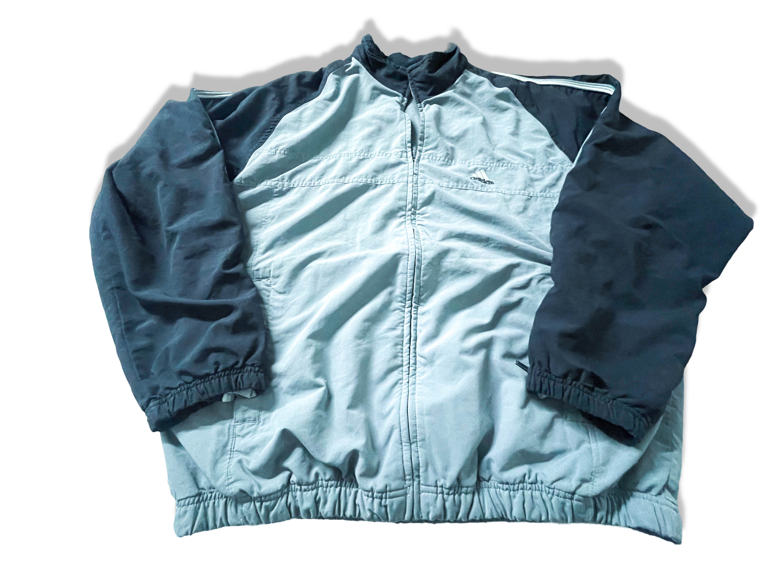 Vintage Men's Adidas Grey colorblock full zip track top in L made in Indonesia|L29W23|SKU 3894