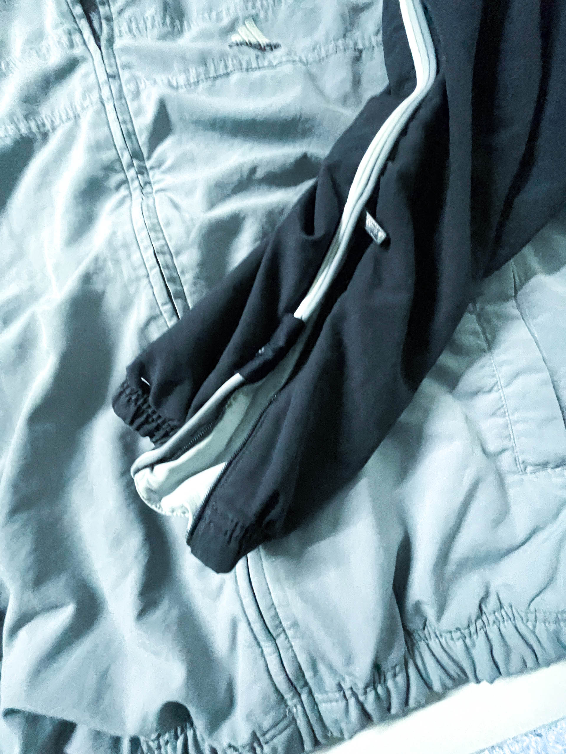 Vintage Men's Adidas Grey colorblock full zip track top in L made in Indonesia|L29W23|SKU 3894