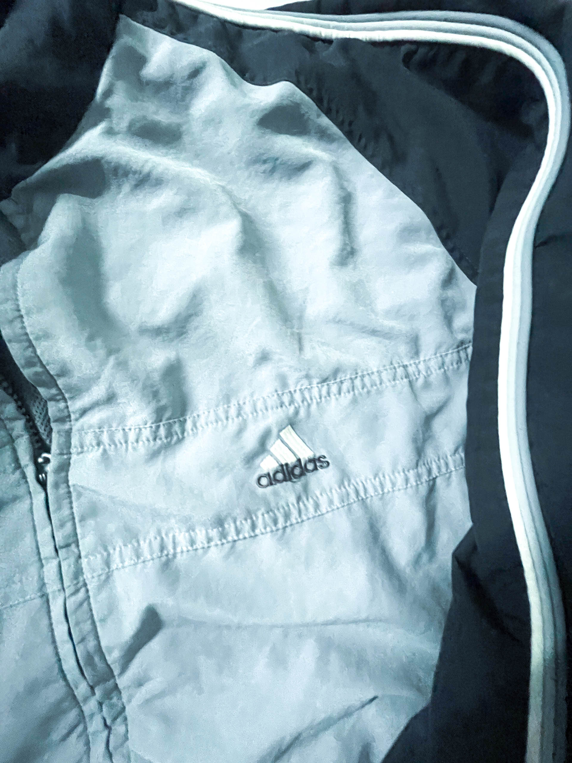 Vintage Men's Adidas Grey colorblock full zip track top in L made in Indonesia|L29W23|SKU 3894