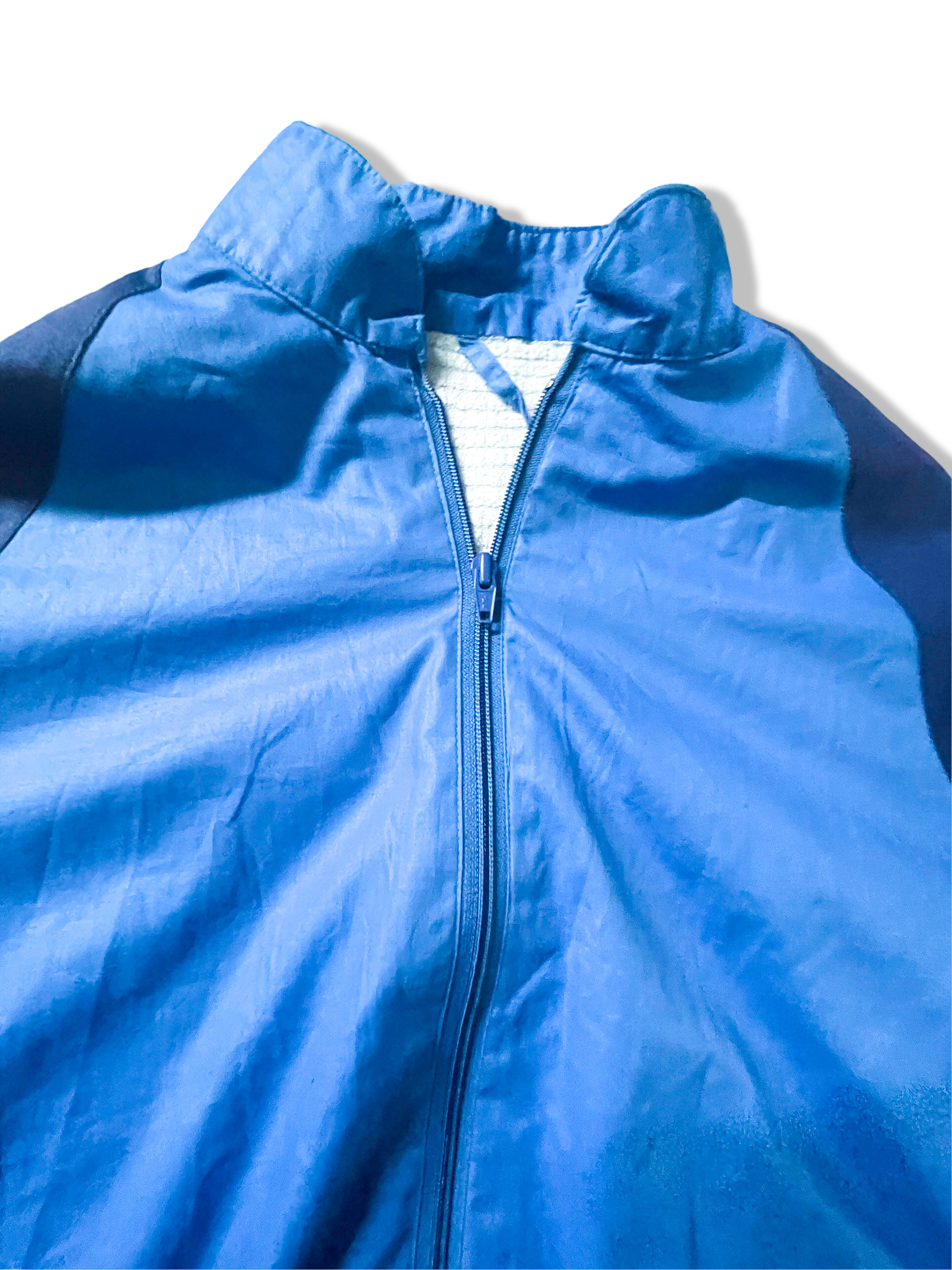 Vintage Men's blue color block shell full zip high neck jacket in M|L29W23|SKU 3895